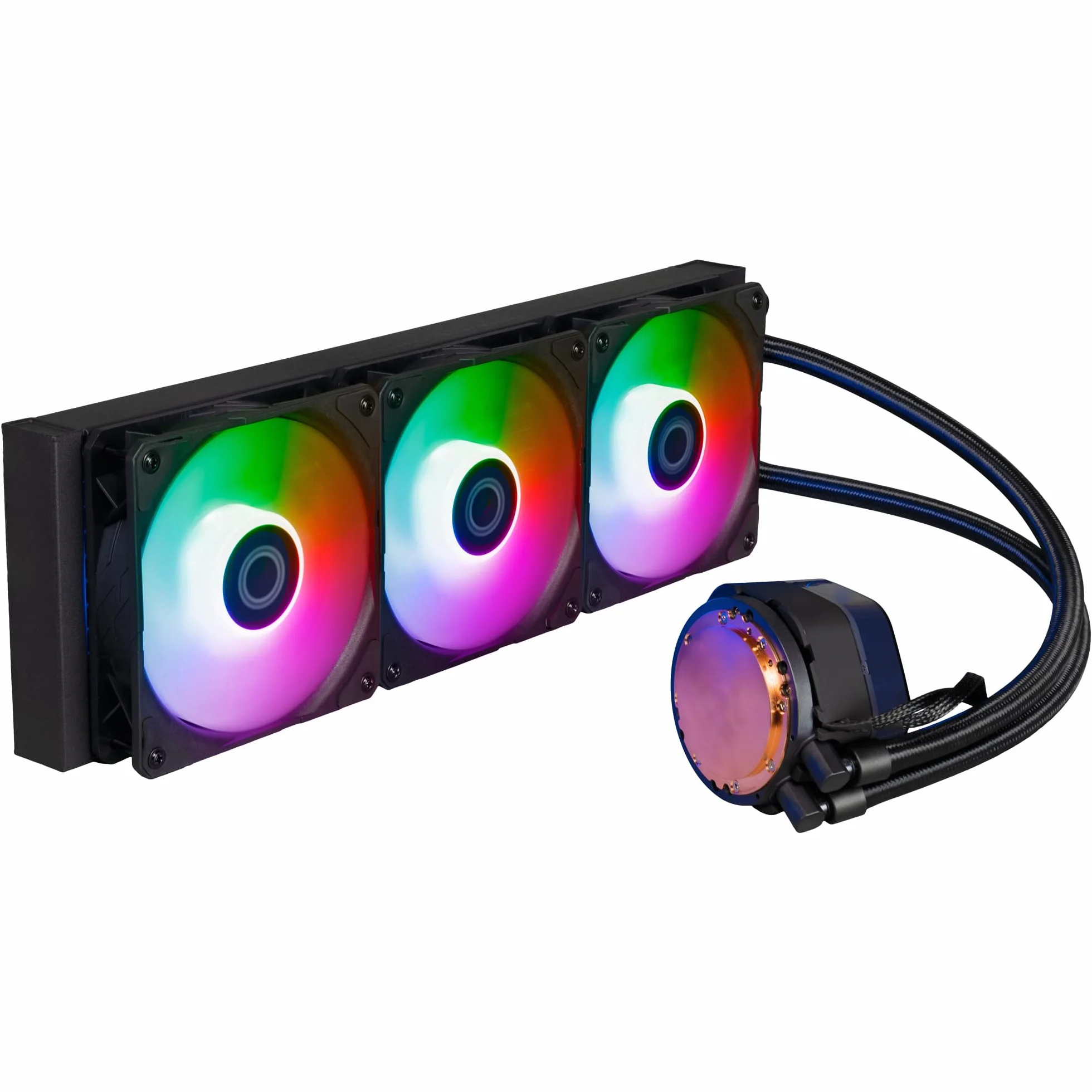 Cooler Master MasterLiquid Atmos 360 Black Chłodnica Cieczy CPU - System Chłodzenia Wodnego AIO, Dwukomorowa Pompa, Zainstalowane Wentylatory Sickleflow 120 Edge, Adresowalne RGB Gen 2, LGA1700 i AM5