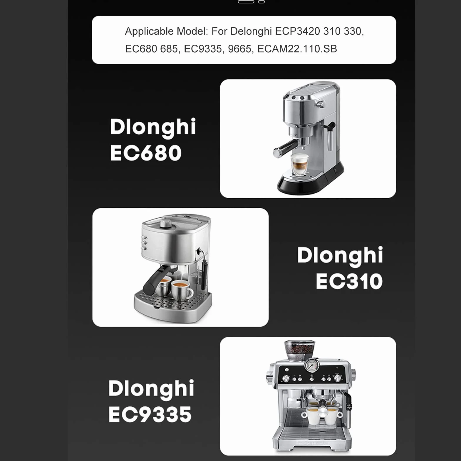 Dysza parowa do ekspresu do kawy Delonghi, Dysza parowa ze stali nierdzewnej do ECP3420 310 330, EC680 685, EC9335, 9665, ECAM22.110.SB, Wylewka do ekspresu do kawy