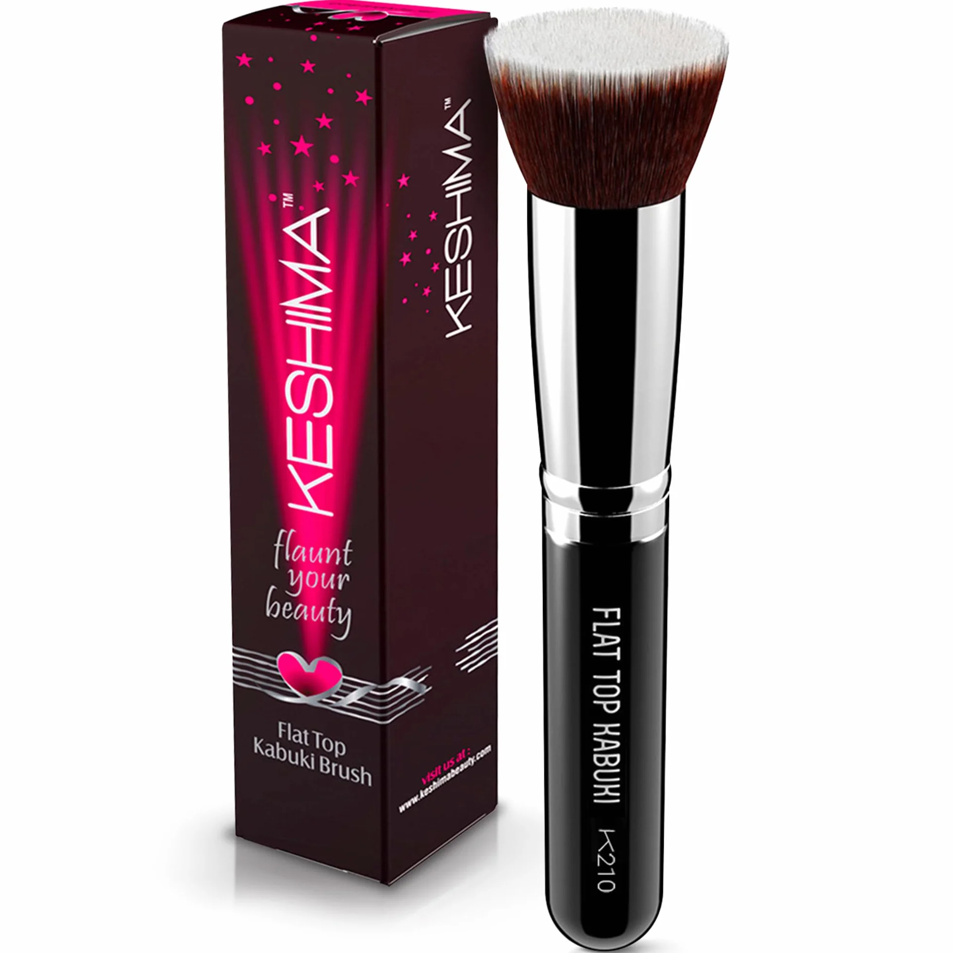 KESHIMA Flat Top Kabuki Foundation Brush - Premium pędzel do podkładu w płynie, kremu i pudru – pędzel polerski, pędzel do mieszania, pędzel do twarzy