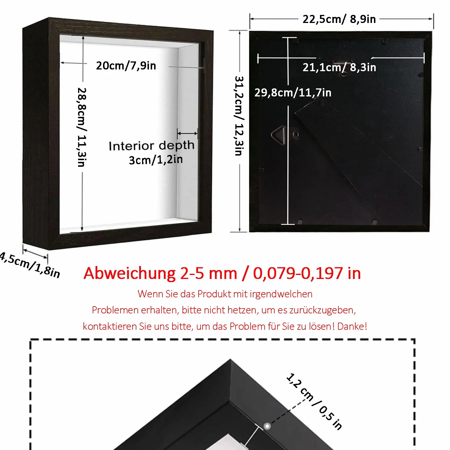 Głęboka ramka na zdjęcia 21 x 30 cm z płytą akrylową 3D