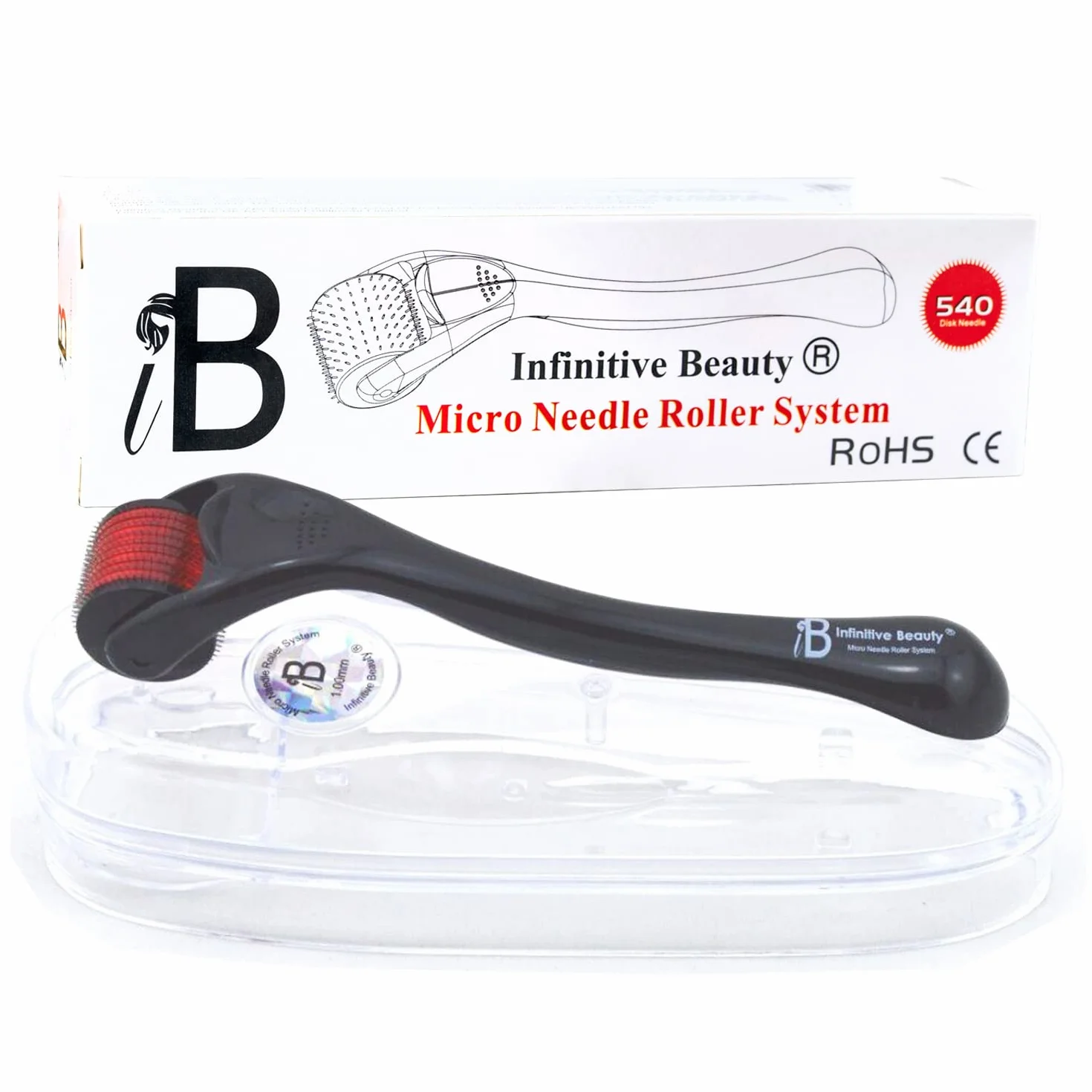 Derma Roller INFINITIVE BEAUTY 540 wałek mikroigłowy ze stopu tytanu do skóry, twarzy, brody i włosów (3,0 mm)