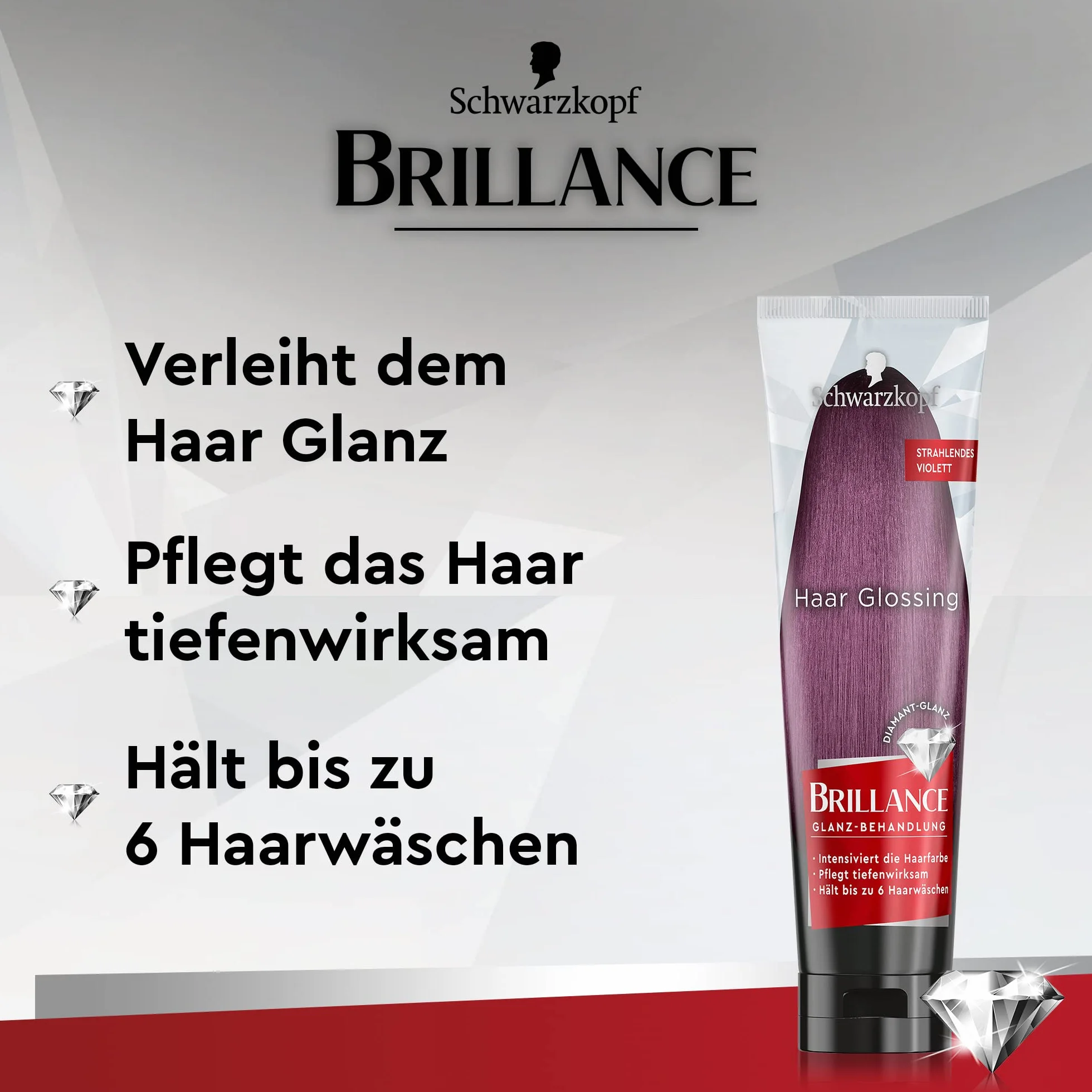 Brillance Leczenie połyskujące, błyszczące włosy w kolorze fioletowym (150 ml), pielęgnuje i wzmacnia kolor włosów, może być stosowany jak maska do włosów, utrzymuje do 6 myć