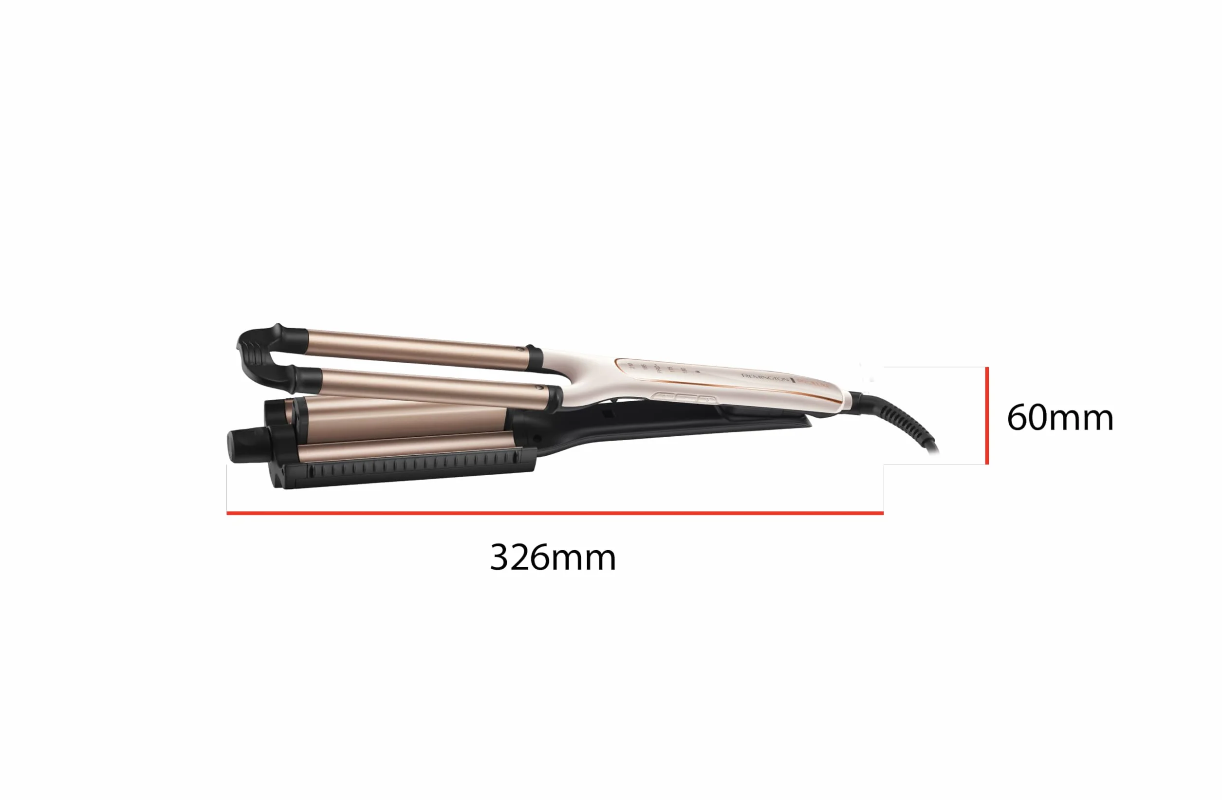 Remington falownica 4w1, inteligentna tech. OptiHeat utrwala fryzurę do 24h, 4 rodzaje fal, ceramiczna, regulacja do 210°C, szybkie nagrzewanie, zimne końcówki, moc 90W, kremowo-złota, PROluxe CI91AW