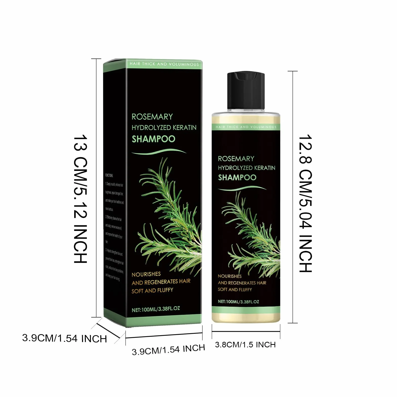 Szampon rozmarynowy do porostu włosów, organiczny szampon z rozmarynem z hydrolizowaną keratyną, naturalny szampon wzmacniający do delikatnych włosów, dla kobiet i mężczyzn (1 szt.)