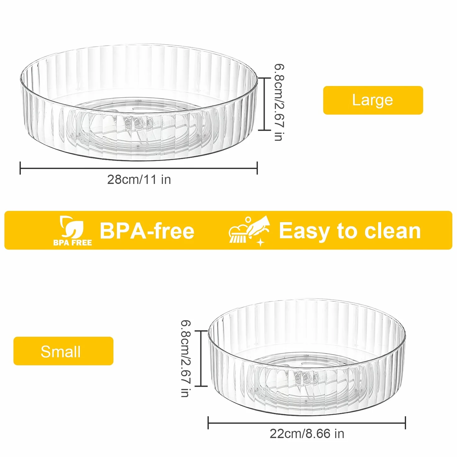 Lazy Susan Organizer kuchenny Obrotowy regał na przyprawy Przeźroczysty 22CM+28CM