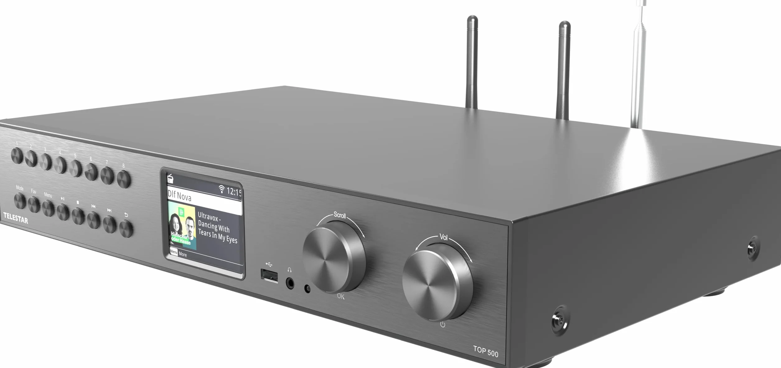 TELESTAR TOP 500 – tuner Hi-Fi (szerokość 43 cm, radio internetowe/DAB+, funkcja nadawania/odbioru Bluetooth, nagrywanie USB, usługi strumieniowe) – czarny