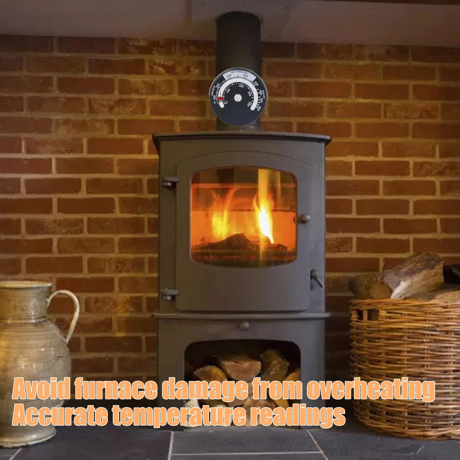 Termometr do Pieca Magnetycznego 0-500°C Tarcza Aluminiowa Wysoka Dokładność