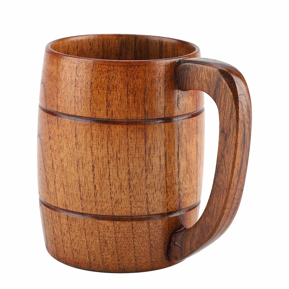 GLOGLOW Drewniany kubek do piwa 8 cm średnicy 10,8 cm wysokości
