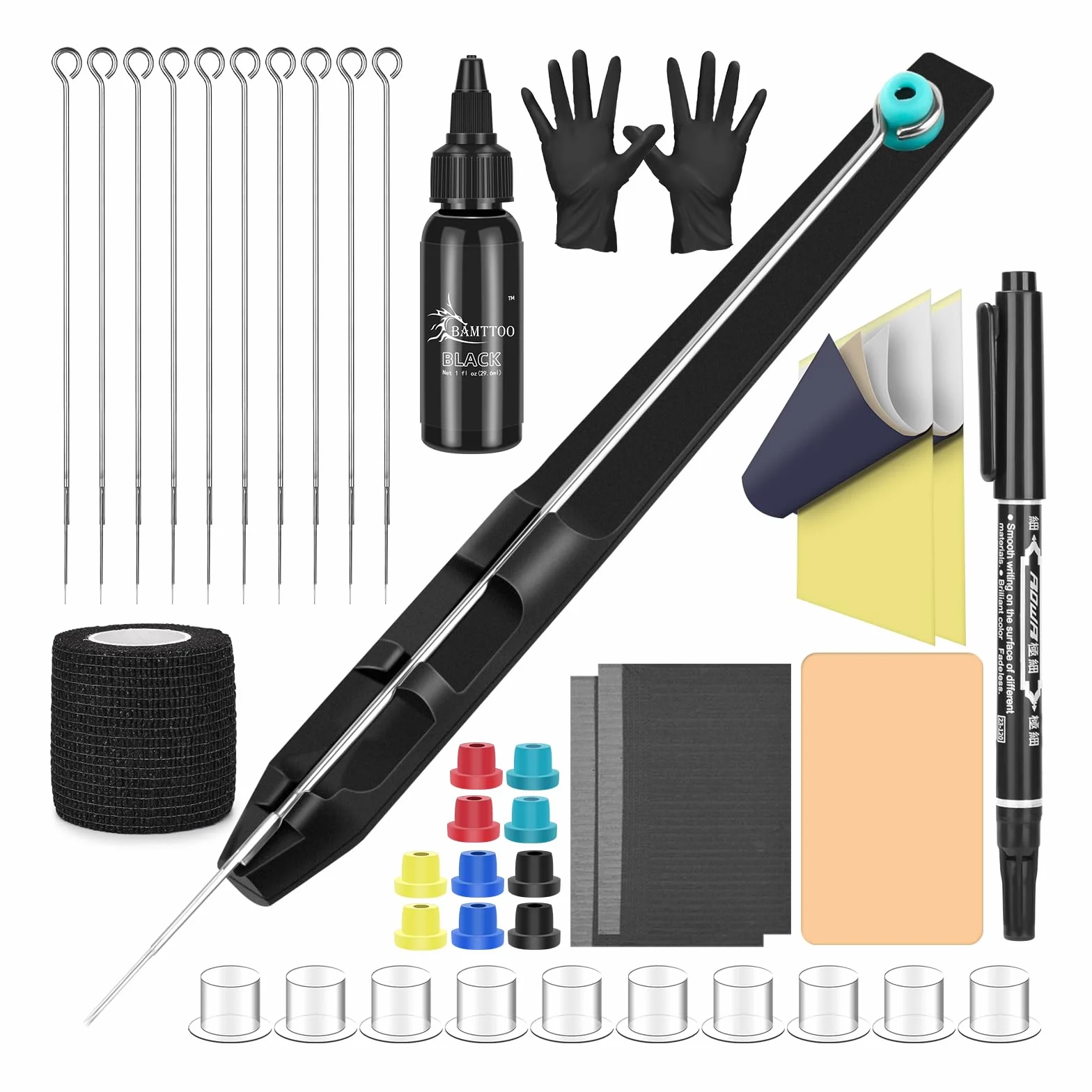 Hank Poke Tattoo Kit Beginner Hand Home Tattoo Supply Kits Ink Needles Practice Skin Complete Set Stick DIY Tattoo Poke Pen Set Tattoo Supply