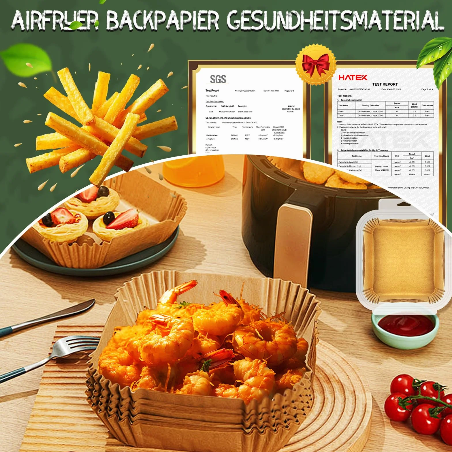 Papier do pieczenia do frytownic na gorące powietrze 110 sztuk 20-24cm 4,5L-8L