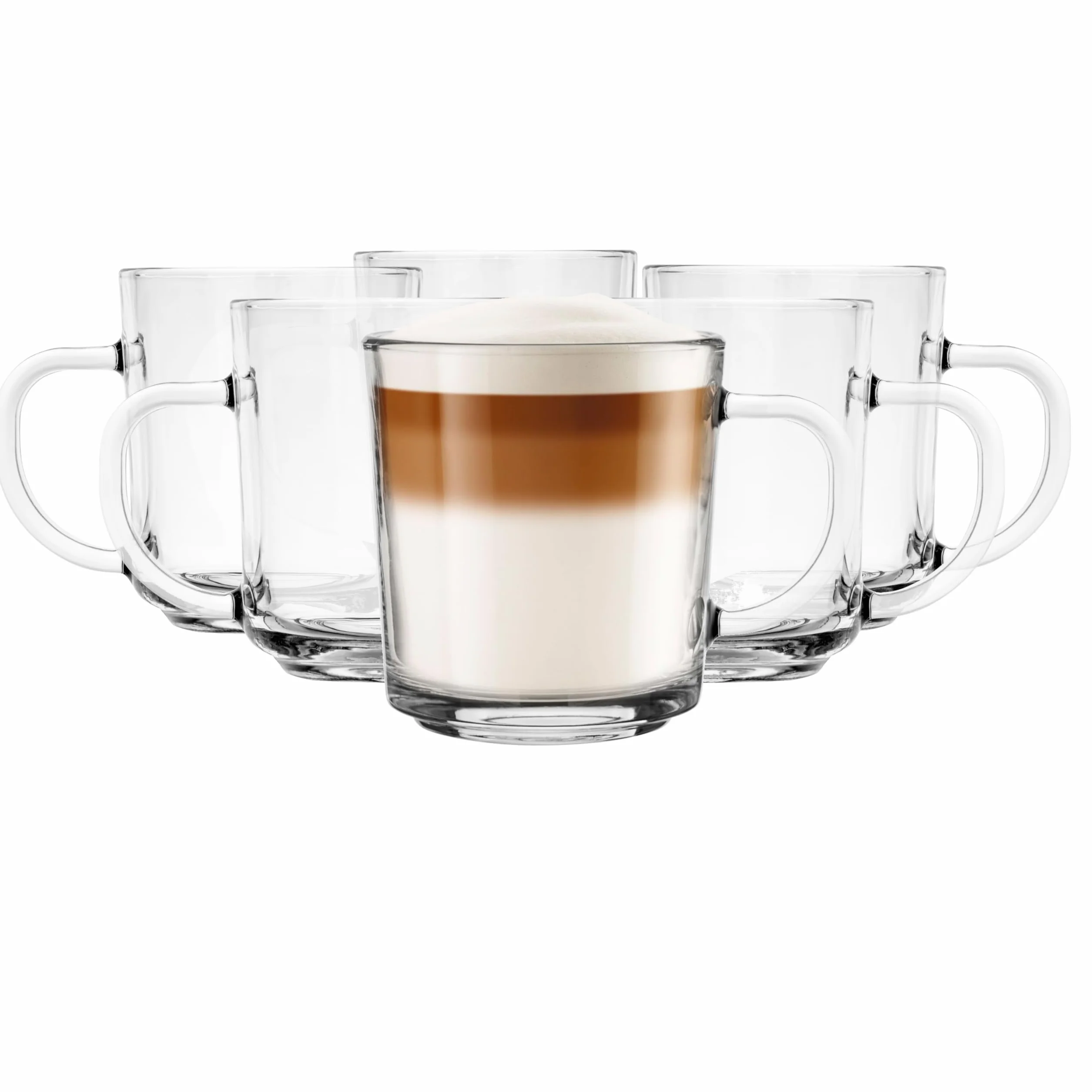 Glasmark Krosno Zestaw Kubków Szklanych 0,25 L Do Kawy i Herbaty Z Uchem 6 x 250 ML