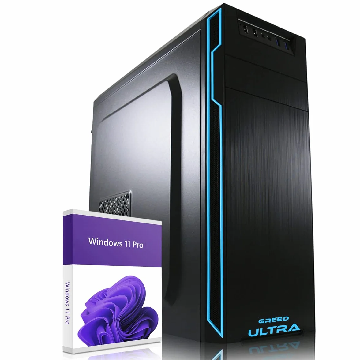 GREED® Ultra PC z Intel Core 12th Gen – szybki komputer + Computer o częstotliwości 4,4 GHz, 16 GB RAM/pamięć operacyjna - 1TB SSD + 1TB HDD - DVD+RW - USB 3.0 - WLAN, Windows 11 Pro
