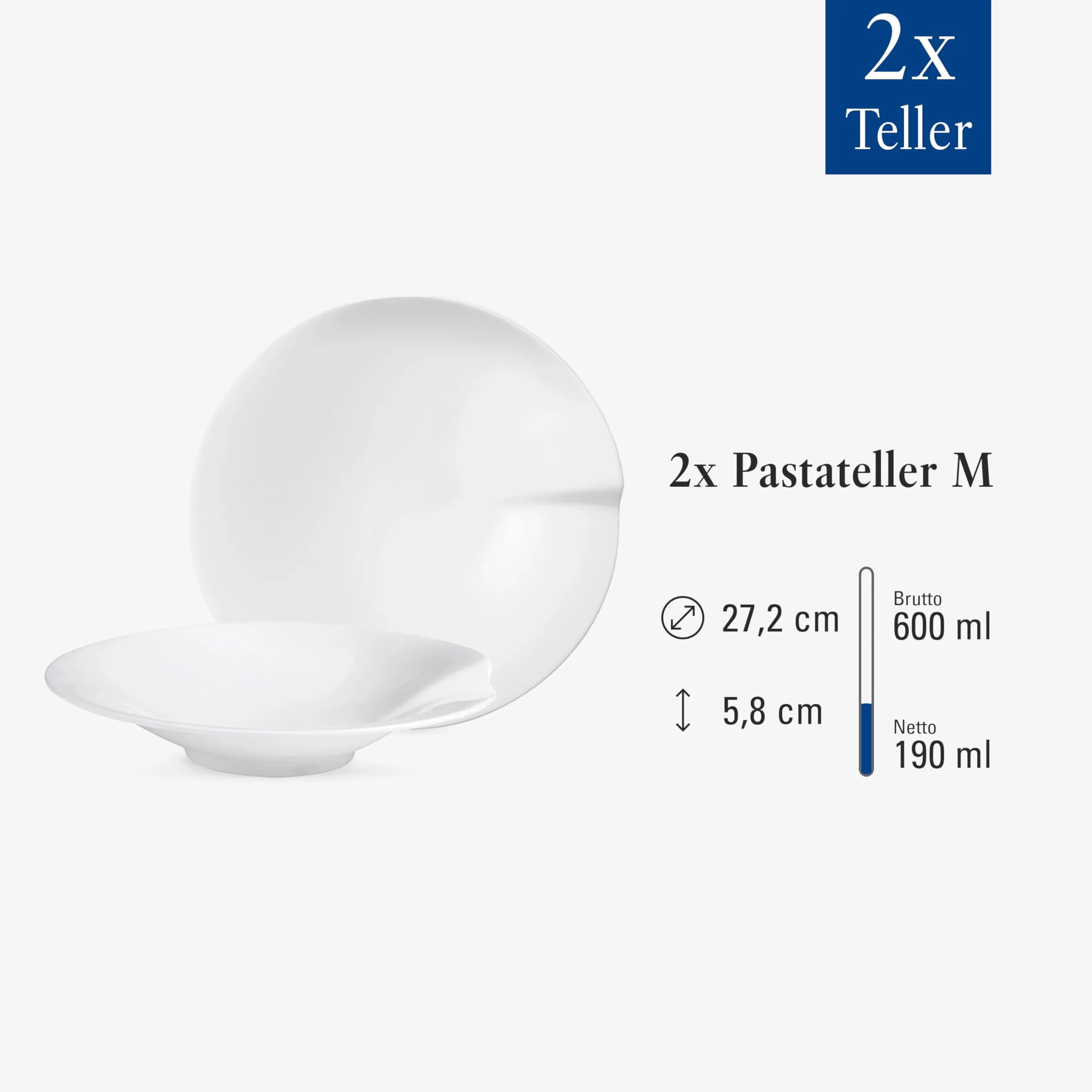 Villeroy & Boch Talerz do makaronu passion M zestaw 2 szt. 27 cm porcelana biały