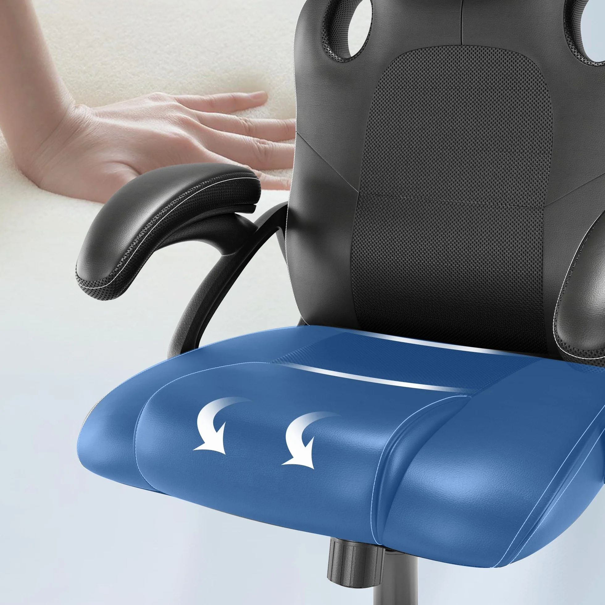 play haha. krzesło gamingowe biurowe obrotowe ergonomiczne krzesło konferencyjne podparcie lędźwiowe skóra PU regulowane krzesło robocze (Czarny)