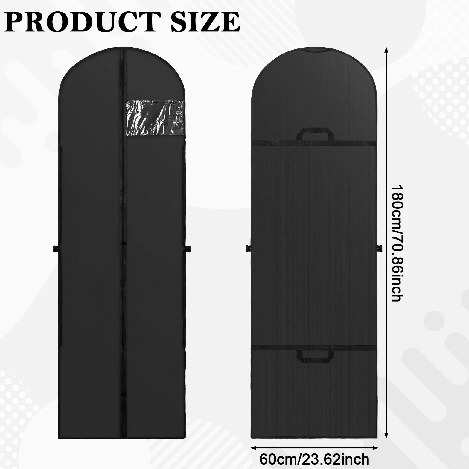 Pokrowce na ubrania wodoodporne 180 x 60 cm torba na suknię ślubną z uchwytem 2 szt