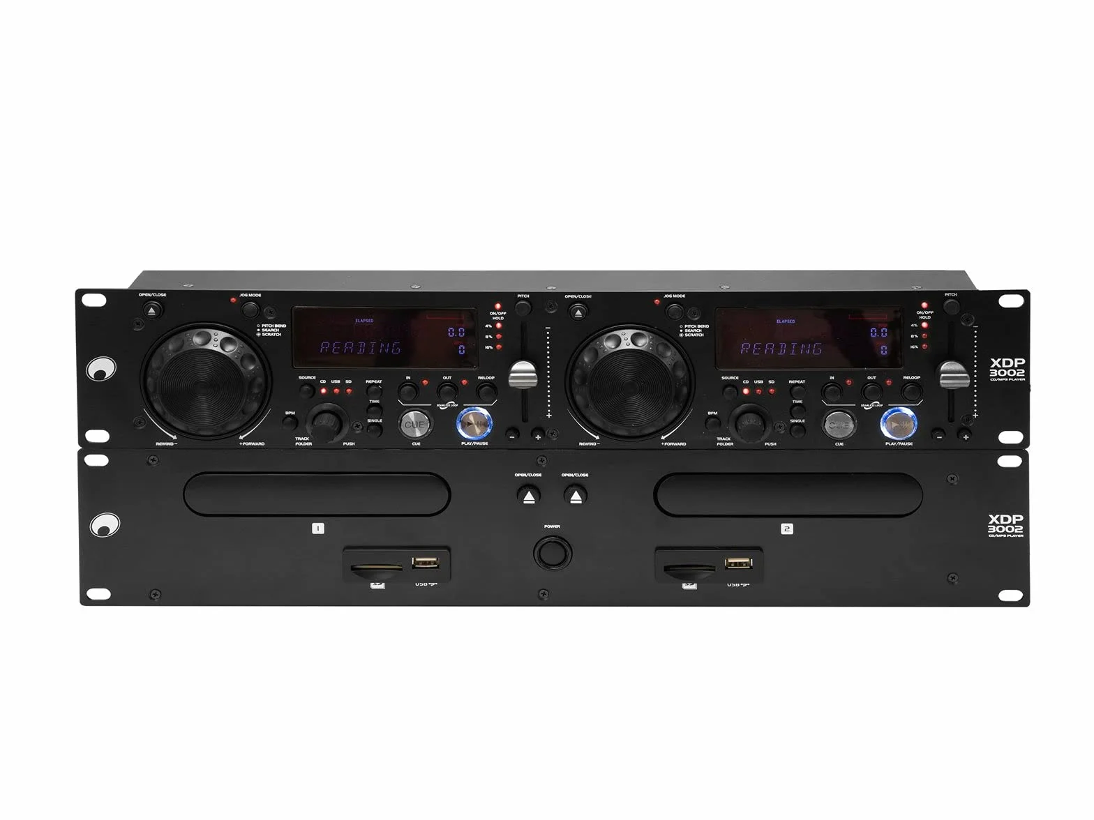 OMNITRONIC XDP-3002 odtwarzacz Dual-CD/MP3, podwójny odtwarzacz CD i MP3 do CD, USB i SD
