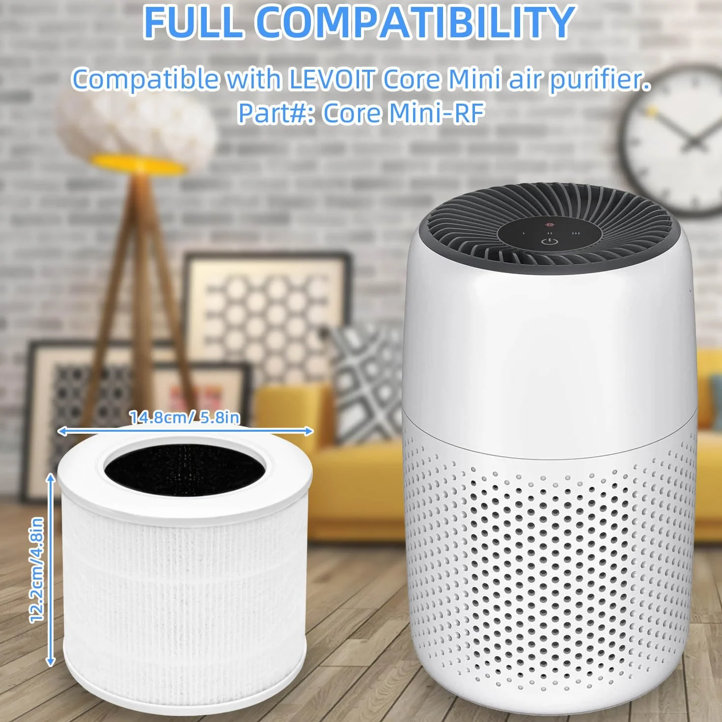LEVOIT Core Mini-RF Wymienne Filtry Powietrza True HEPA 3 w 1 Węgiel Aktywny