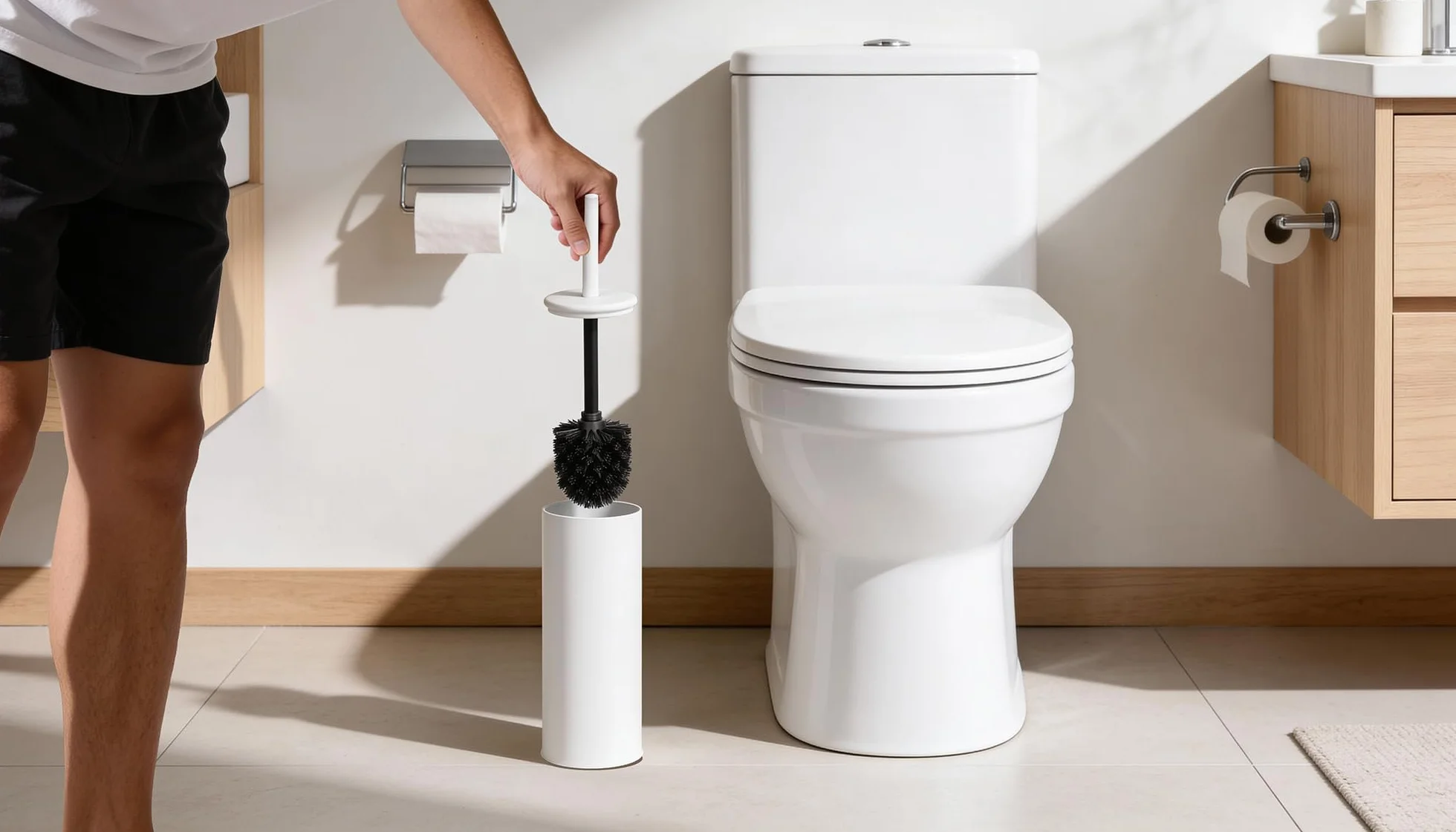 Teesa Szczotka do Toalety WC Biała Matowa Stal