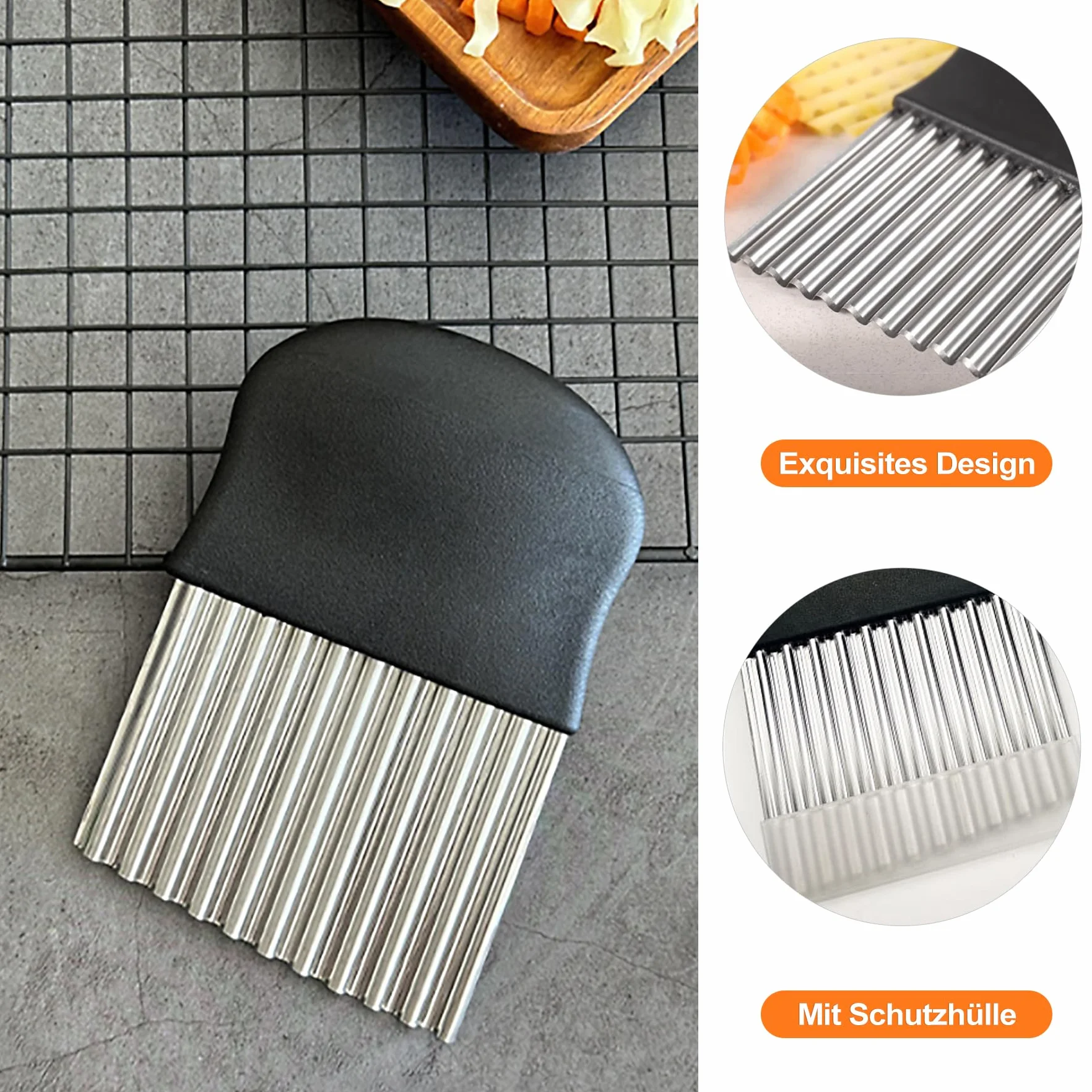 Nóż falisty do warzyw 14 x 9,5 cm stal nierdzewna