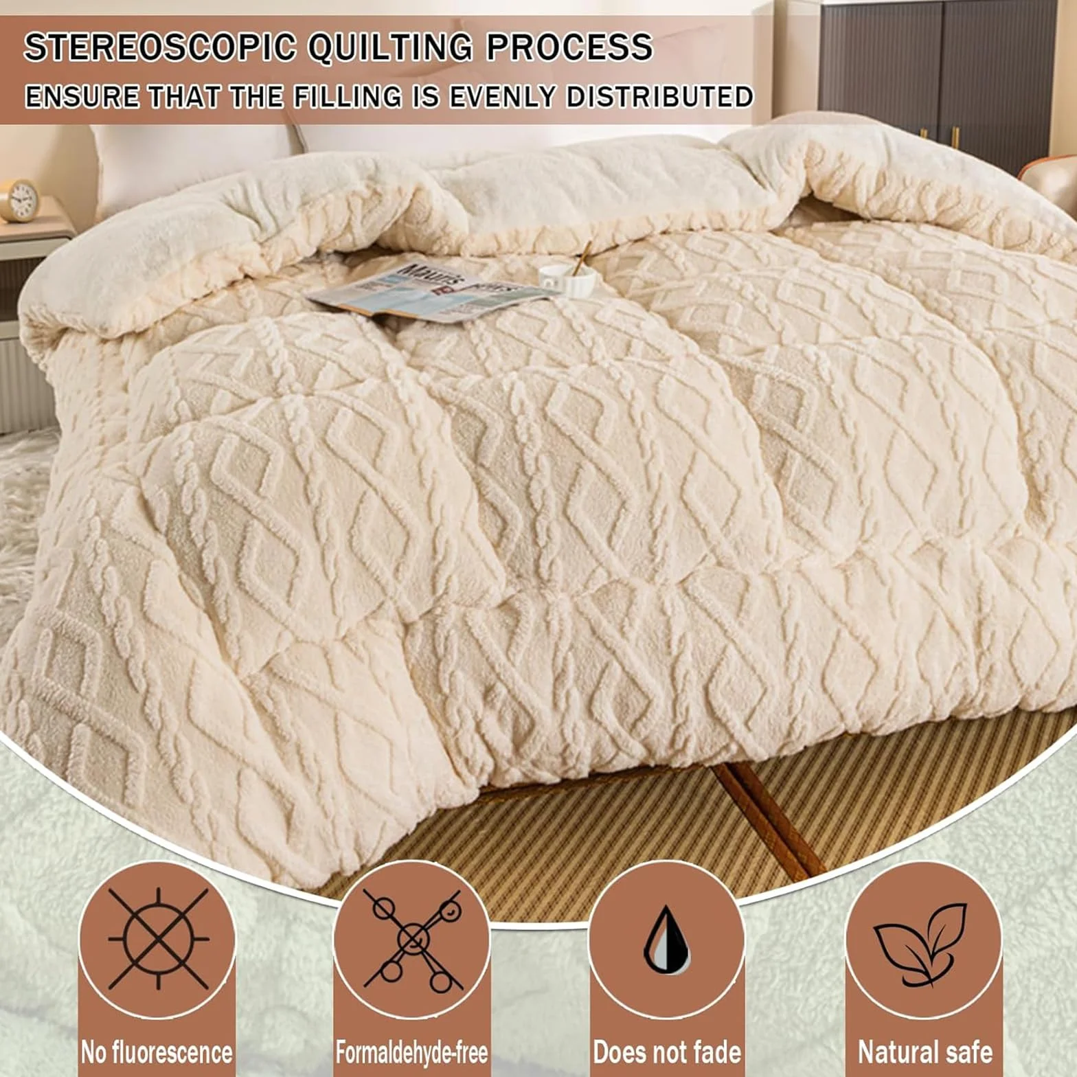 Koc zimowy z hibiskusa 150x200cm 3kg Beige