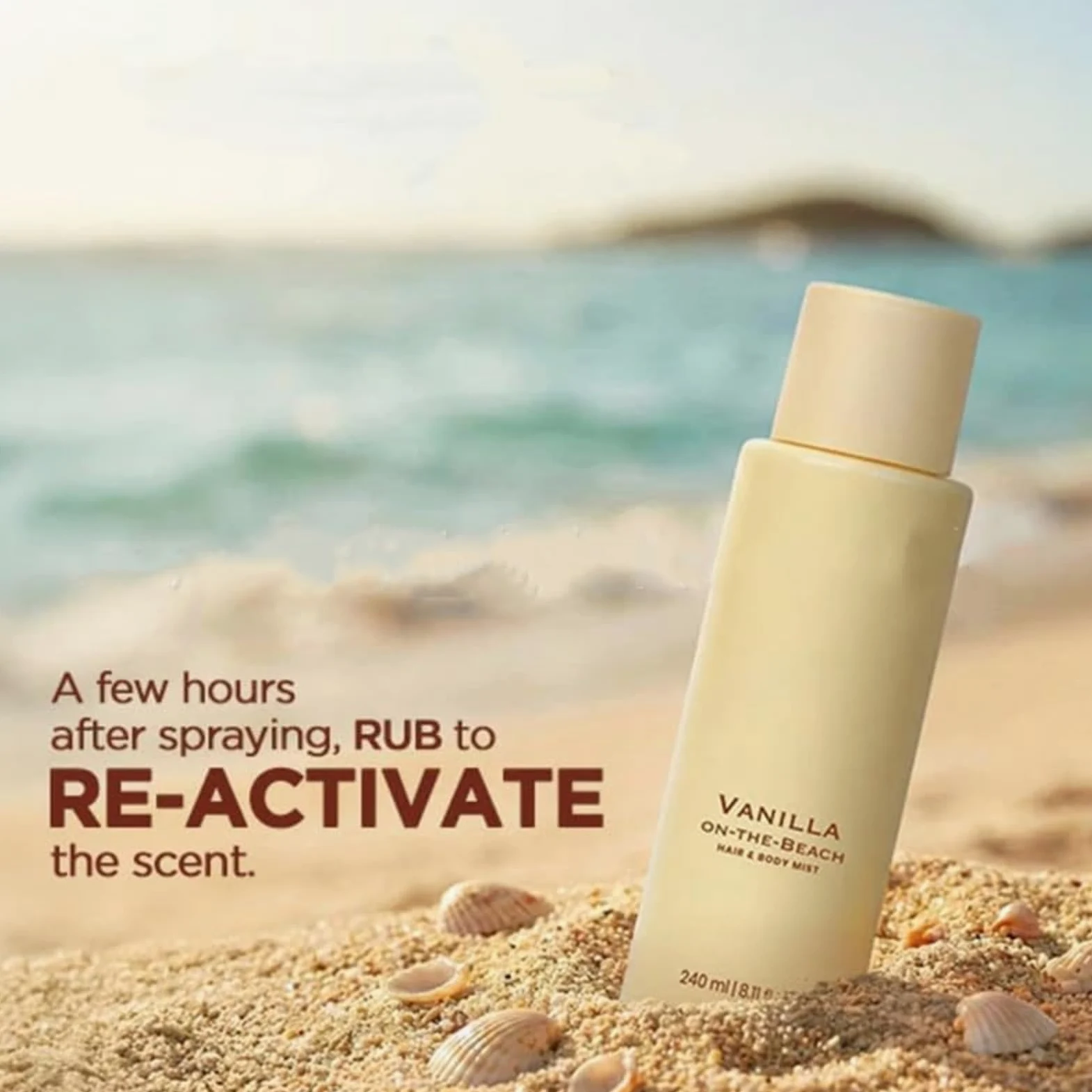 Vanilla on-the-Beach 2 w 1 spray do włosów i ciała, waniliowy spray do ciała dla kobiet, długotrwały zapach premium na bazie wody (2 szt.)