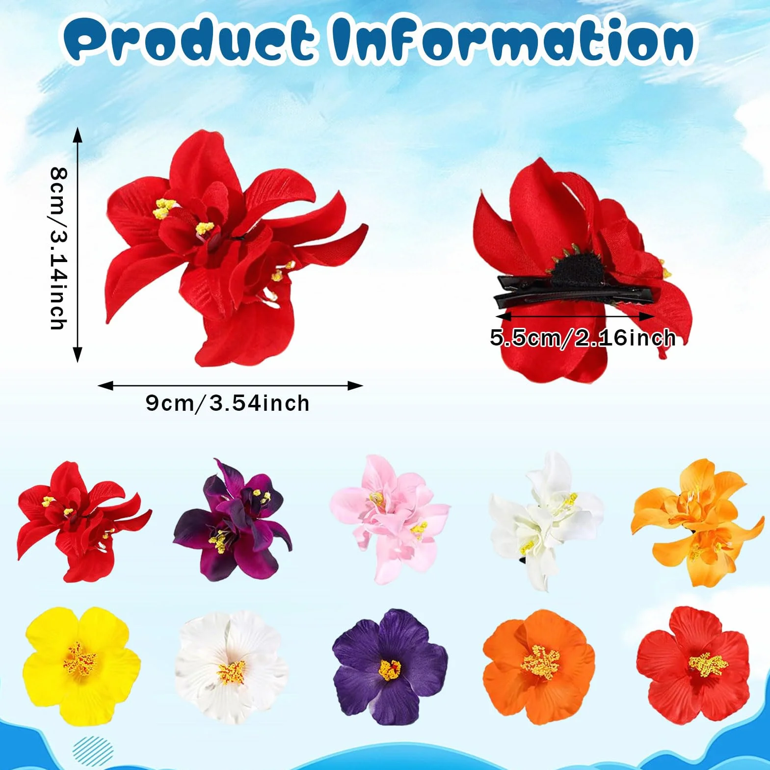 Kwiatowe spinki do włosów, Hawajskie spinki do włosów, spinki do włosów, damskie spinki do włosów, kwiatowe spinki do włosów, sztuczne wielokolorowe Plumeria, dla kobiet i dziewcząt (J)