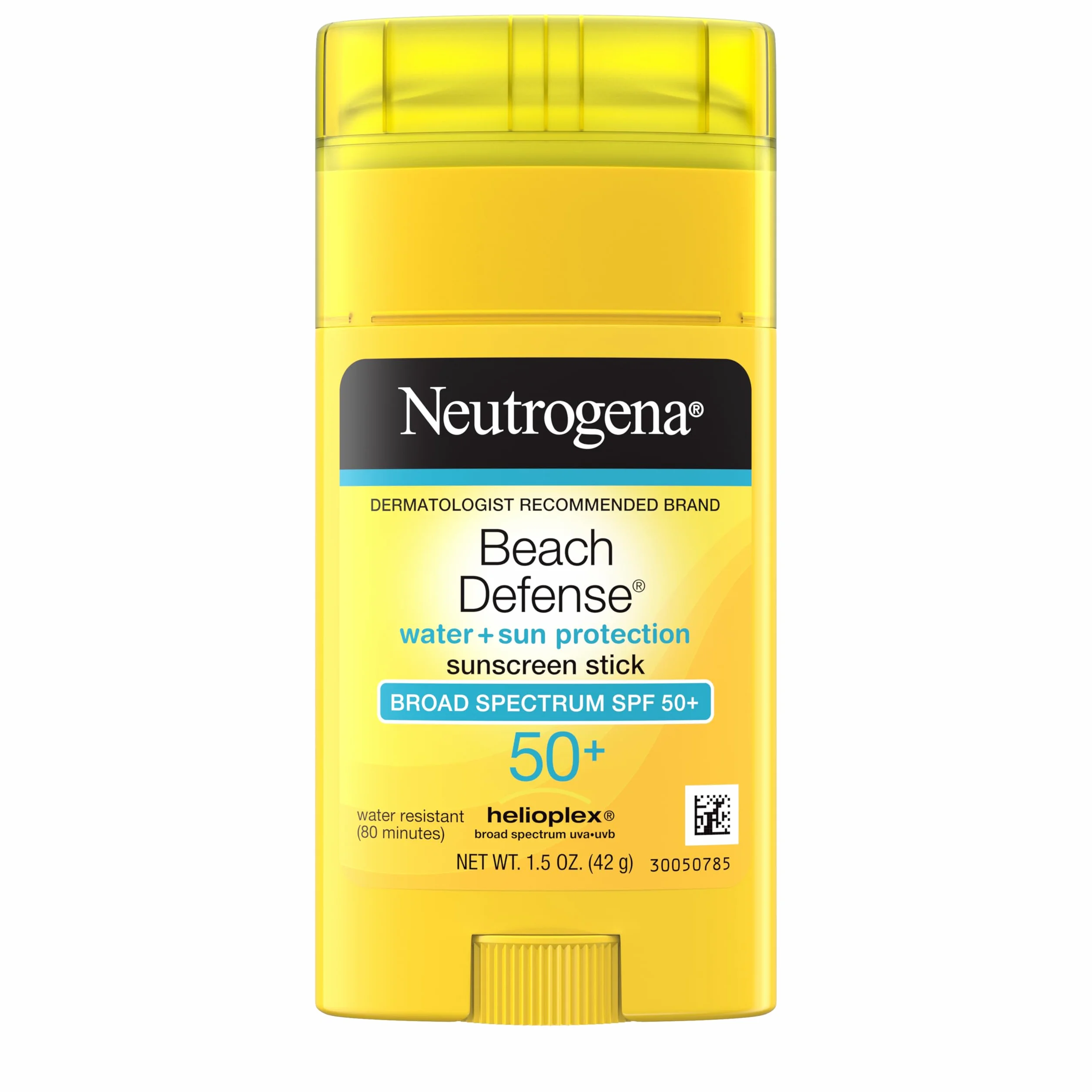 Neutrogena Beach Defense Sunscreen Stick with Broad Spectrum SPF 50+, Lightweight Water-Resistant Sunscreen with Oil-Free & PABA-Free Formula, 1.5 oz