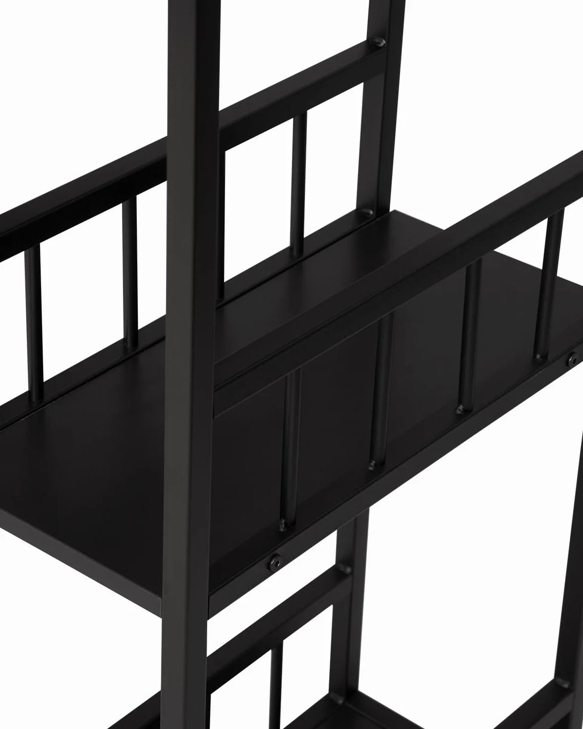 WOLTU BT25sz Stolik Barowy Bistro 120x50x105 cm Czarny Metalowy Stelaż MDF 2 Półki
