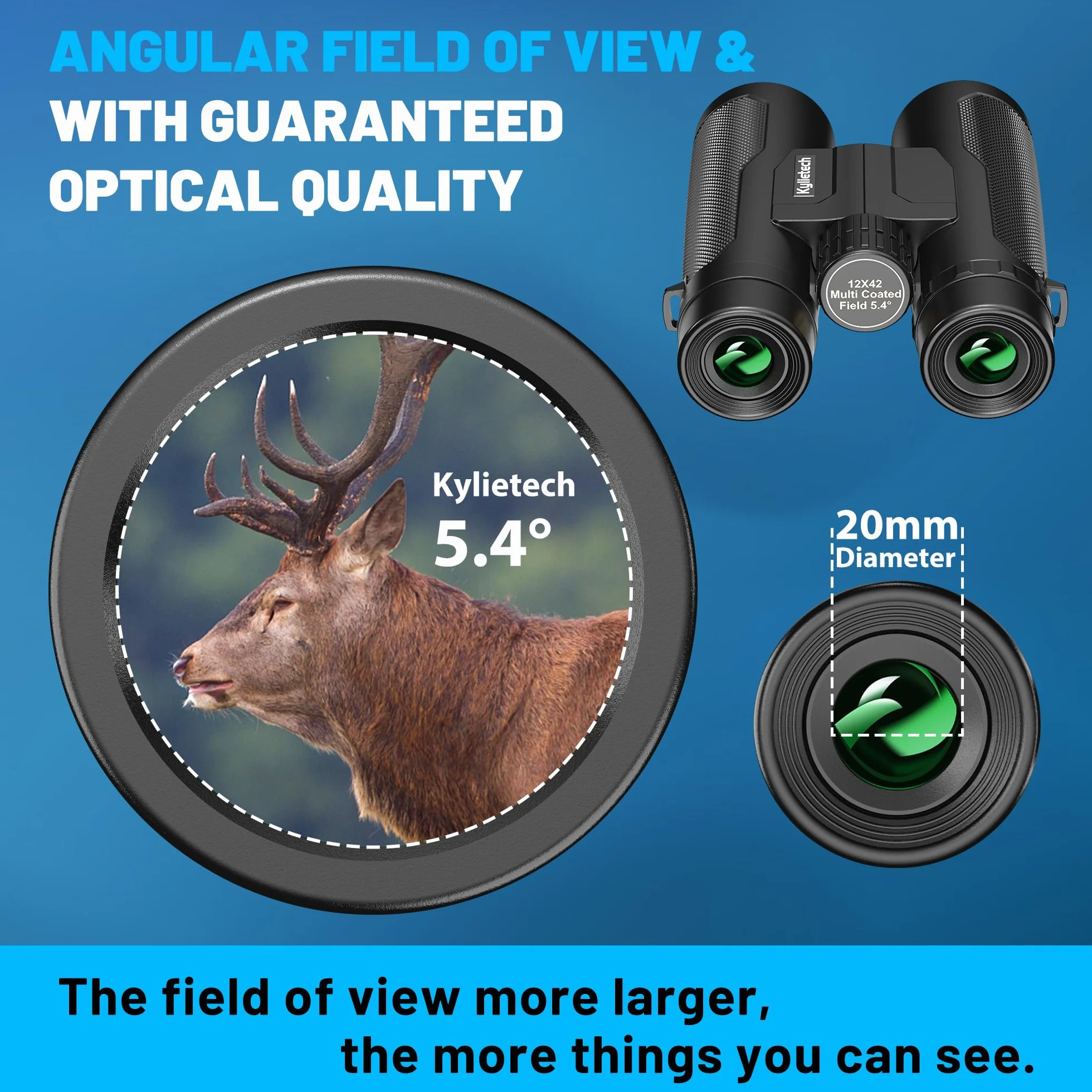 12X 42 Lornetka, Kylietech wysoka moc lornetka kompaktowy wizja wyraźne obserwowanie ptaków, wodoodporna doskonała do wędrówek na świeżym powietrzu, strzelania, podróżowania, zwiedzania, polowania