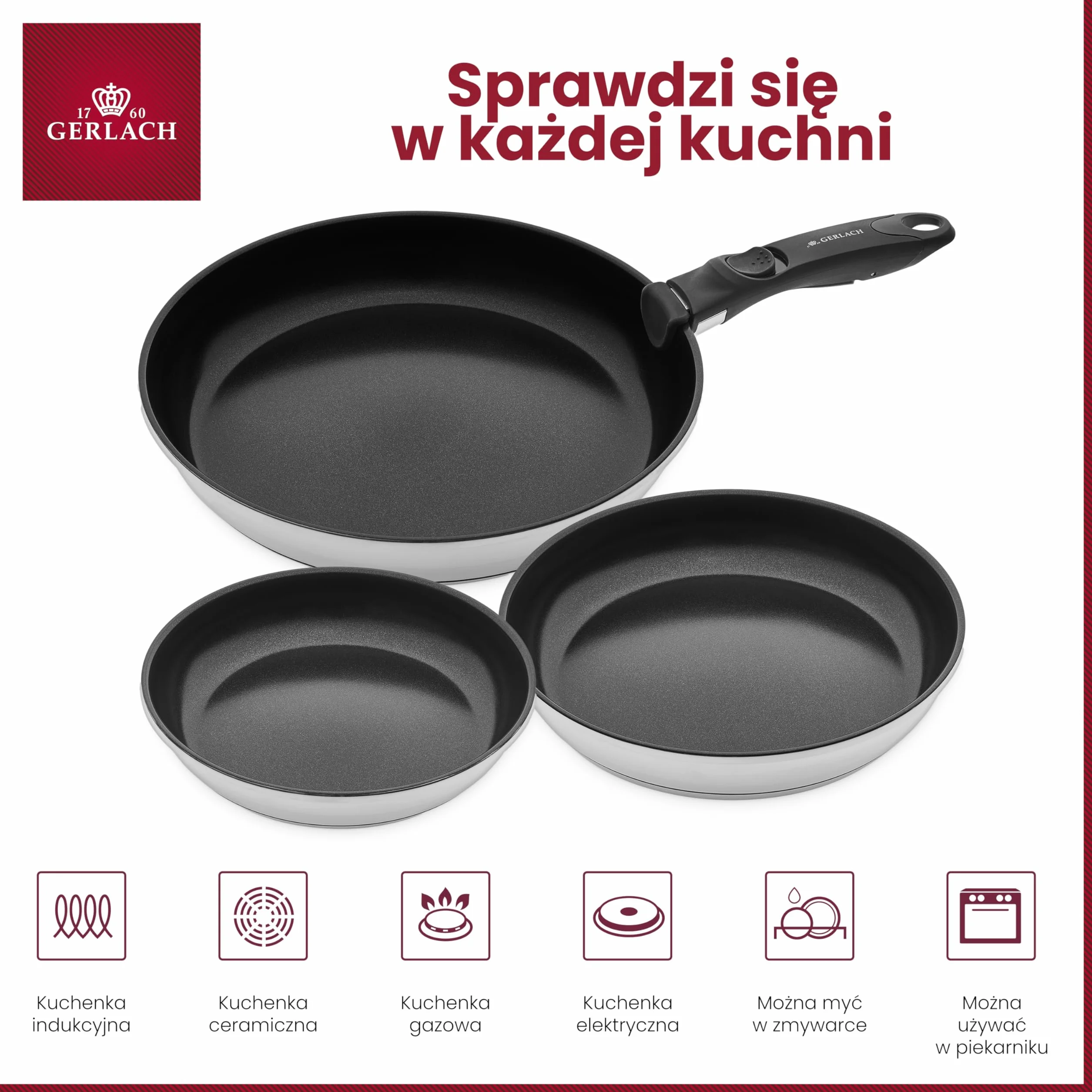 Gerlach Zestaw Patelni Stal 3 Sztuk