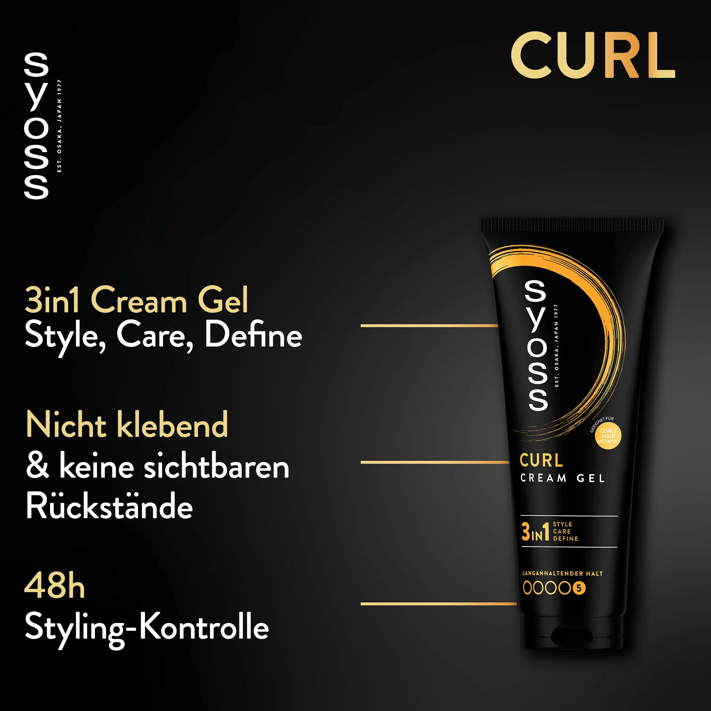 Syoss Curl Cream Gel (250 ml), żel zapobiegający puszeniu się loków do idealnie zdefiniowanych loków i fal bez widocznych pozostałości, krem do loków z kompleksem witamin dla wzmocnionej struktury