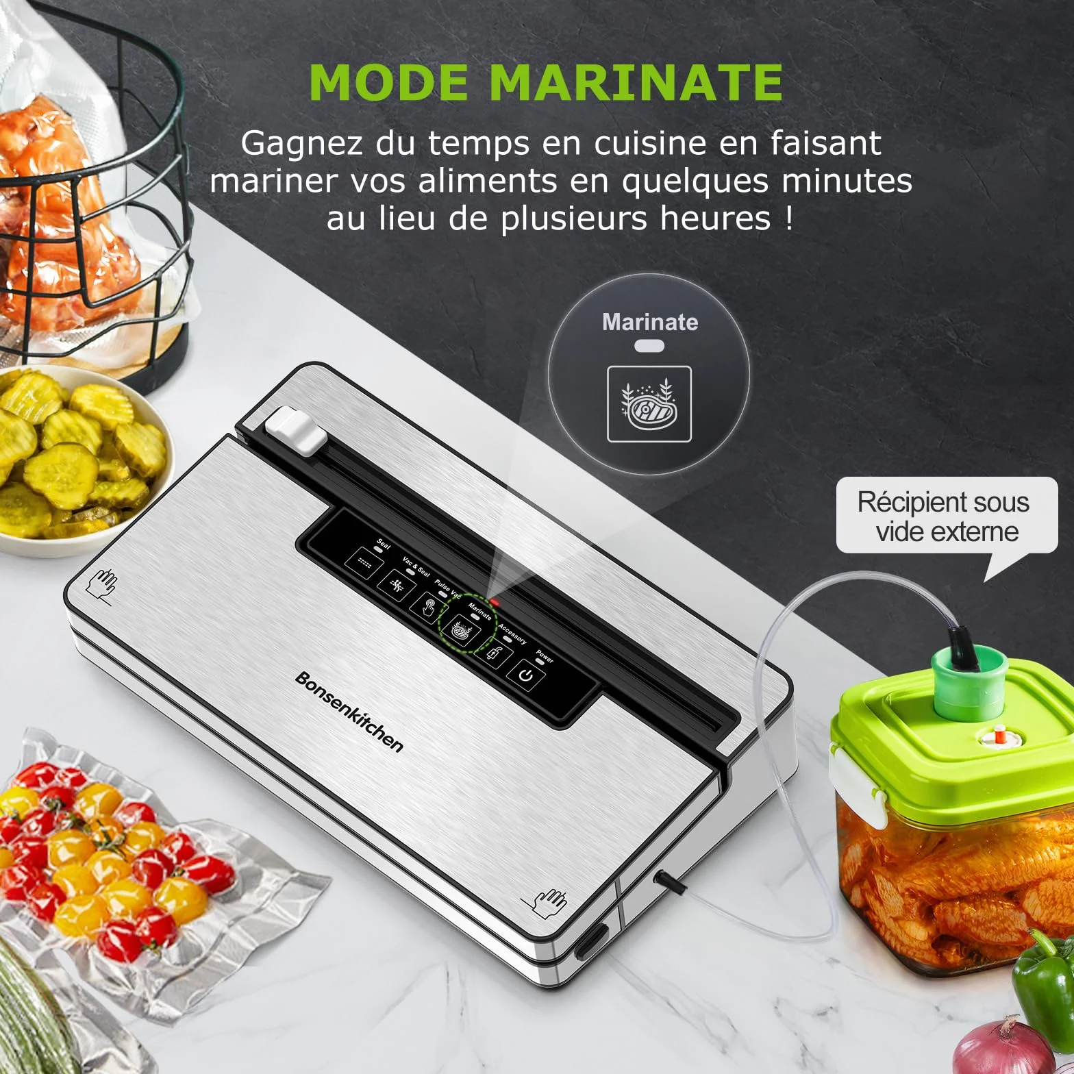 Bonsenkitchen Globefish próżniarka do ciągłej pracy z dużą prędkością
