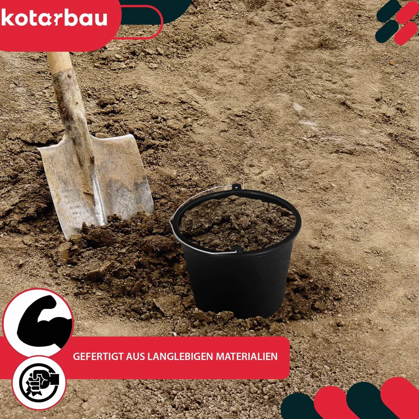 Zestaw 5 plastikowych wiader konstrukcyjnych 5 l czarny KOTARBAU