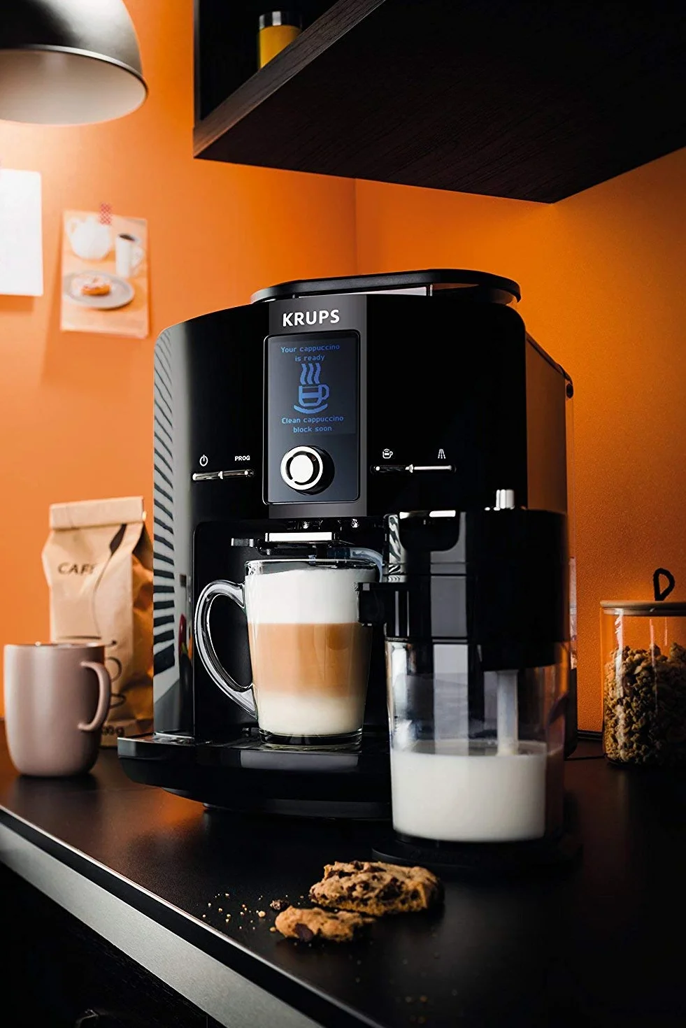KRUPS EA8298 automatyczny ekspres do kawy Latt'Espress z funkcją One-Touch | 1,7 l | 15 bar | wyświetlacz LC | Cappuccinatore | czarny