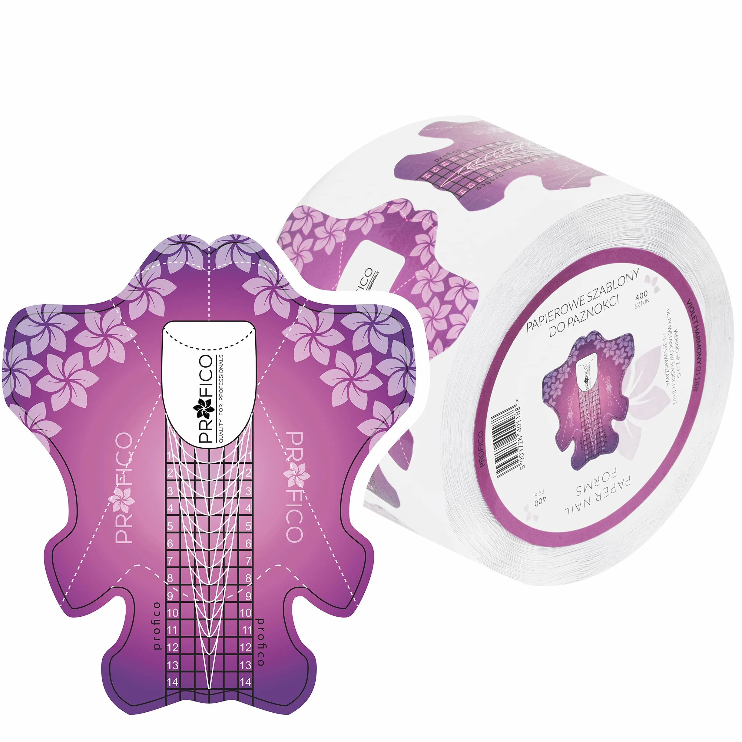 Szablony do paznokci (400pcs, Violet Harmony (paper))