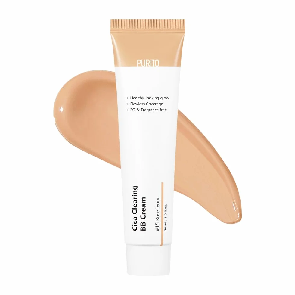PURITO Cica Clearing BB Cream #15 Rose Ivory 1 fl.oz / 30ml, wegański krem bb, podkład, bez okrucieństwa