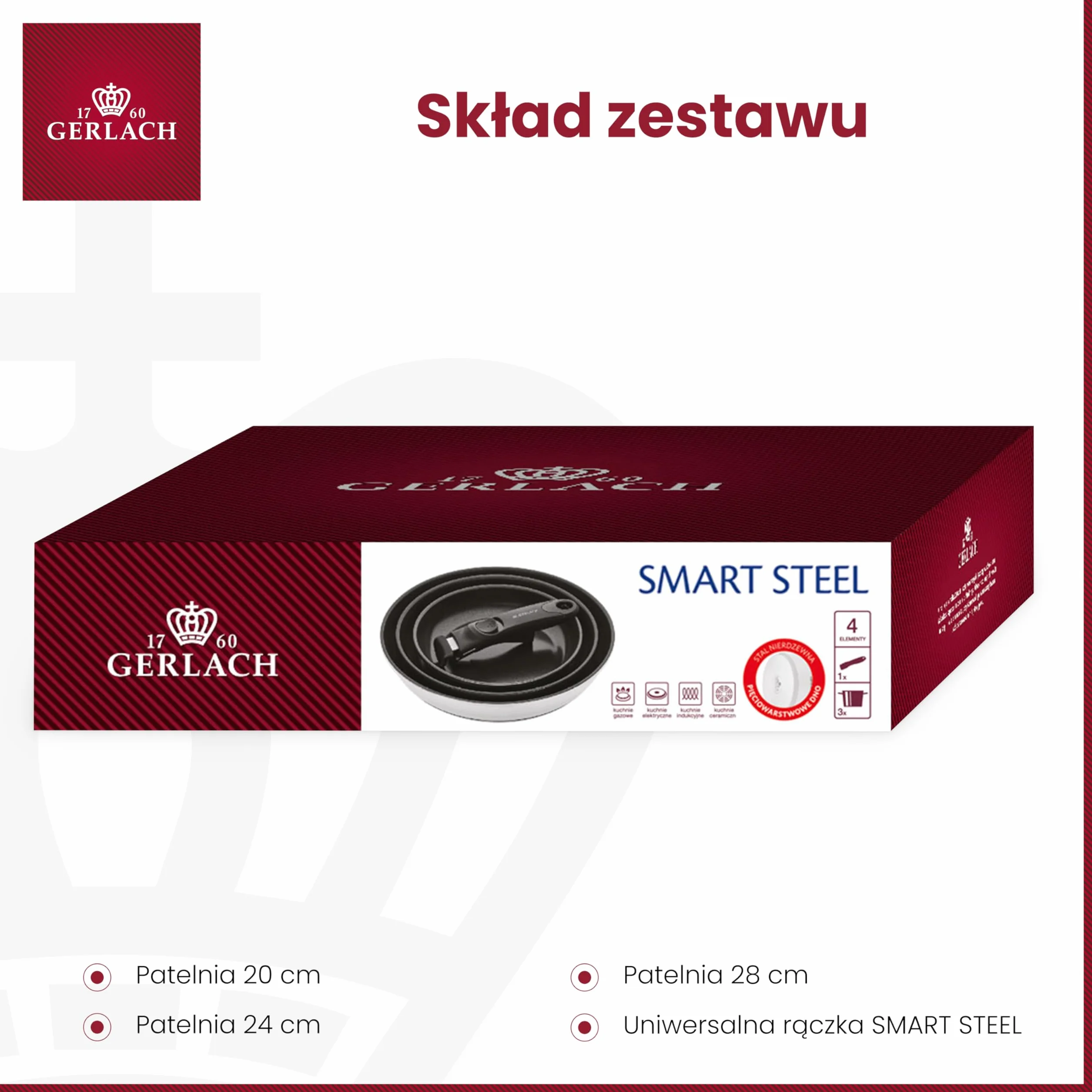 Gerlach Zestaw Patelni Stal 3 Sztuk