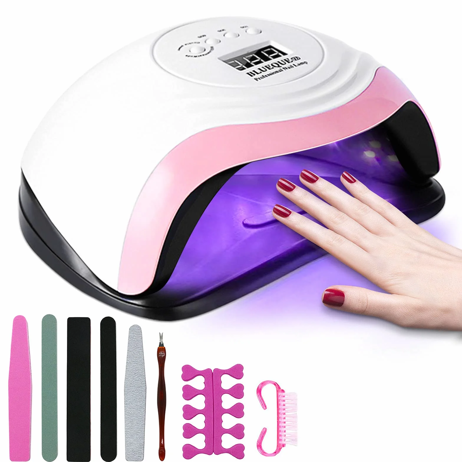 JOYBOY 168W Lámpara LED Uñas,Lampara Secadora de LED/UV,Gel Curado Máquina 36LED y Pantalla LED,Lampara UV LED Uñas con 4 Temporizador de 10s,30s,60s 99s Para Manicura Pedicure Nail Art
