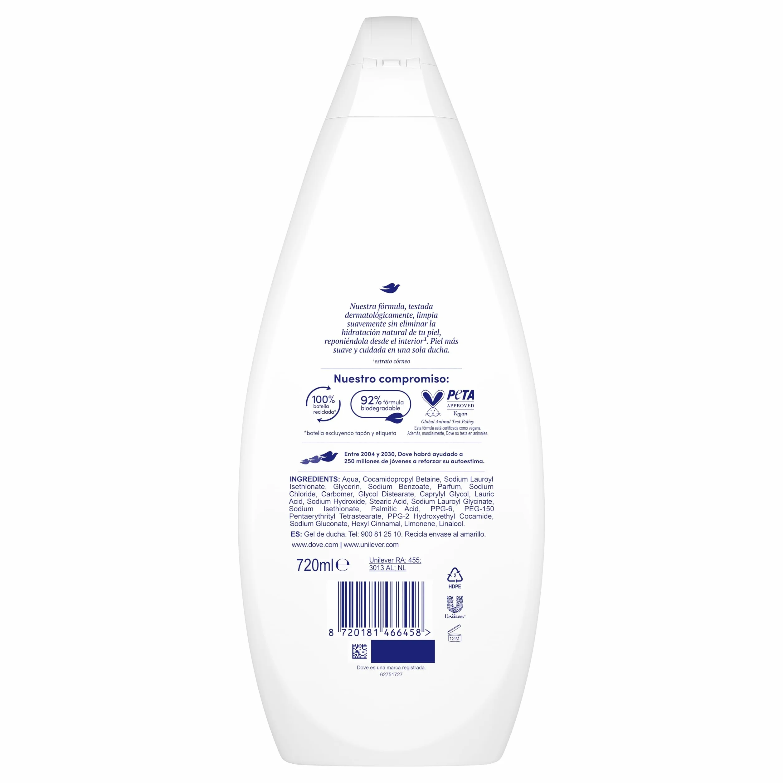 Dove Nawilżający żel pod prysznic Delikatne czyszczenie dla delikatnej skóry, 720 ml