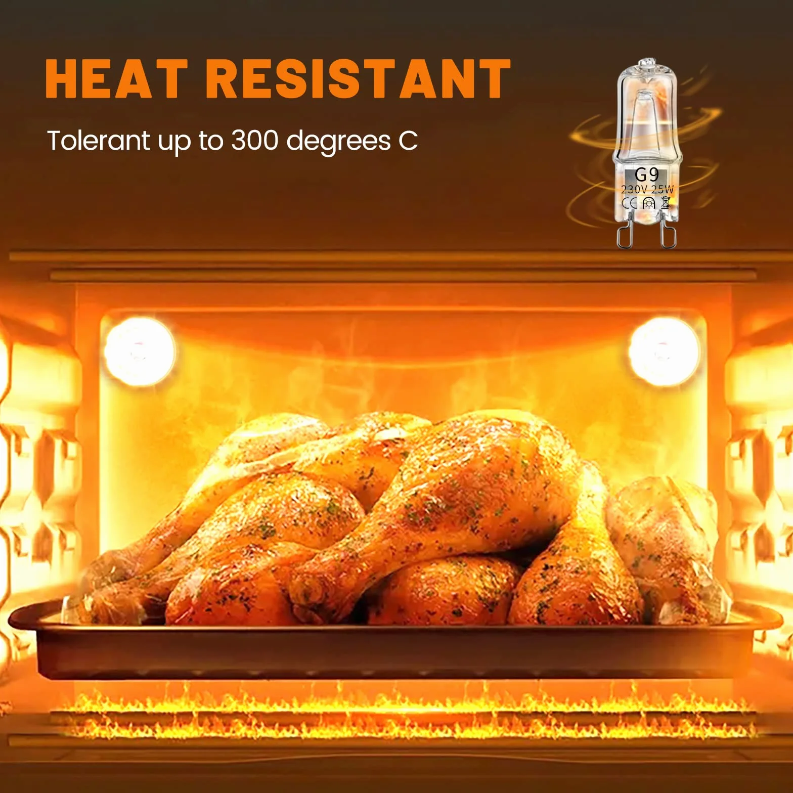 Żarówka piekarnika G9 25 W 230 V 300℃ odporna na ciepło halogenowa ściemniana żarówka do piekarnika kuchenka mikrofalowa lampa zastępcza do piekarnika Neff Zanussi Smeg Bosch AEG