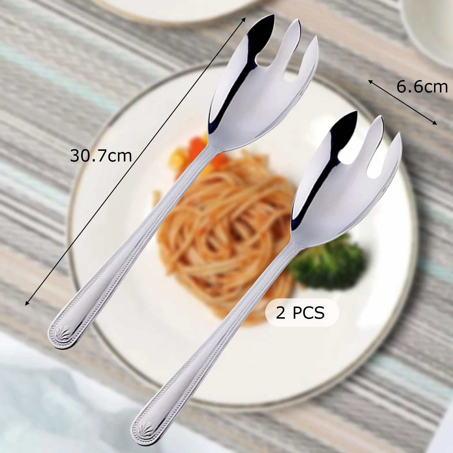 Sztućce do sałatek ze stali nierdzewnej 31 cm - 2 sztuki