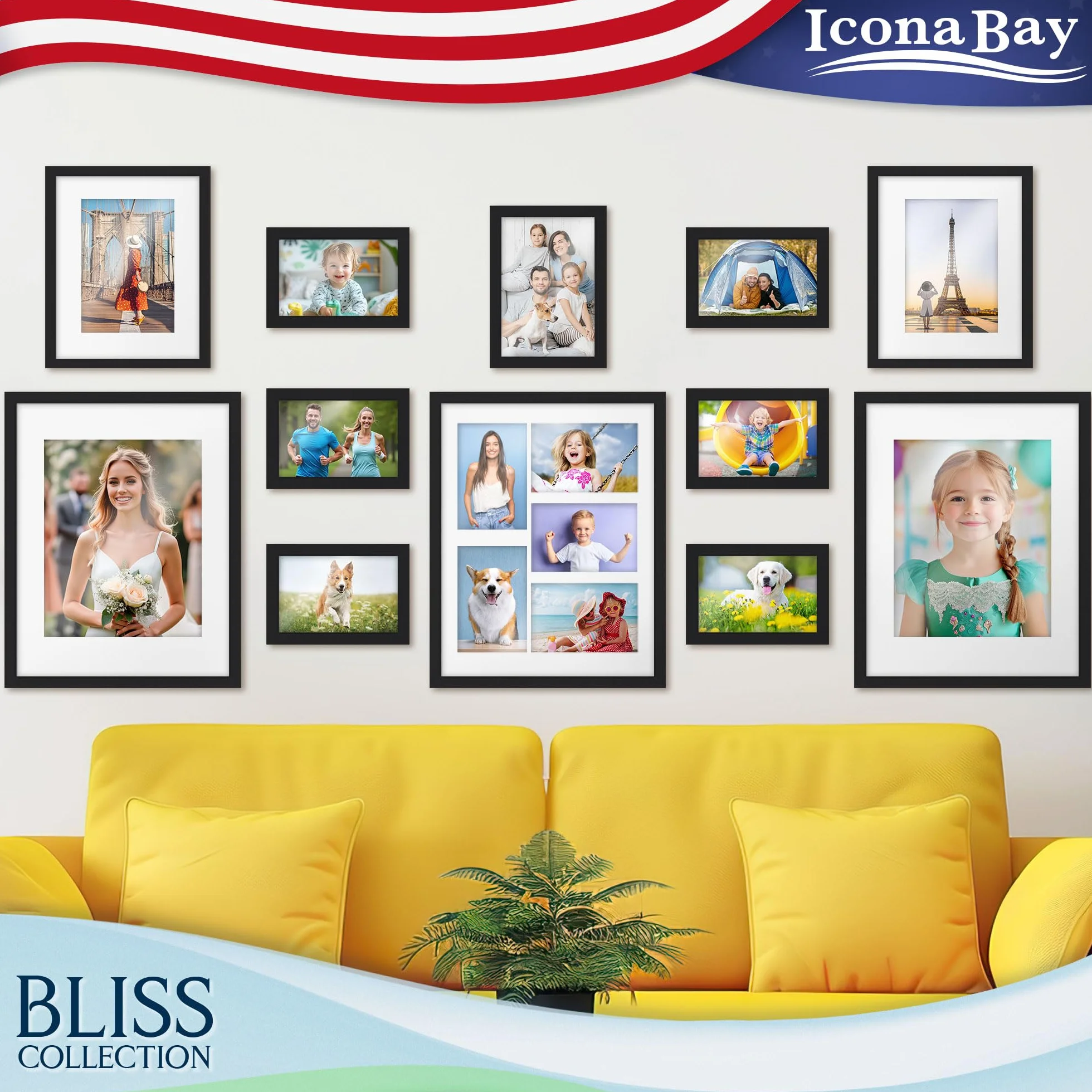 Icona Bay 30.5x30.5 cm Square Picture Frame Black Wood Composite Bliss Collection
