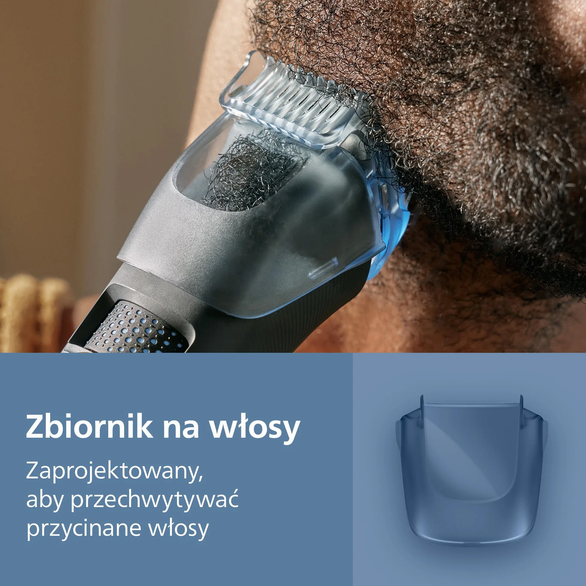 Trymer do brody Philips z serii 7000 – samoostrzące się metalowe ostrza, 40 ustawień, technologia BeardSense, zbiornik na włosy, 100% wodoodporności, szeroki trymer, model BT7670/15