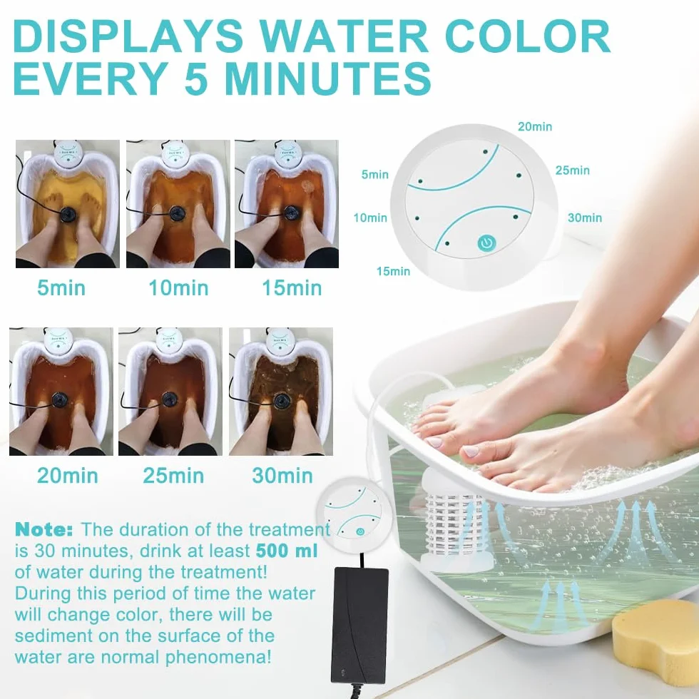 Ioniczna kąpiel stóp, Home Ionic Foot Spa Ionic Foot Wanna, Kompletny zestaw do kąpieli z elektrolizą stóp, Detox Ionic, przenośna maszyna do czyszczenia stóp, bez umywalki
