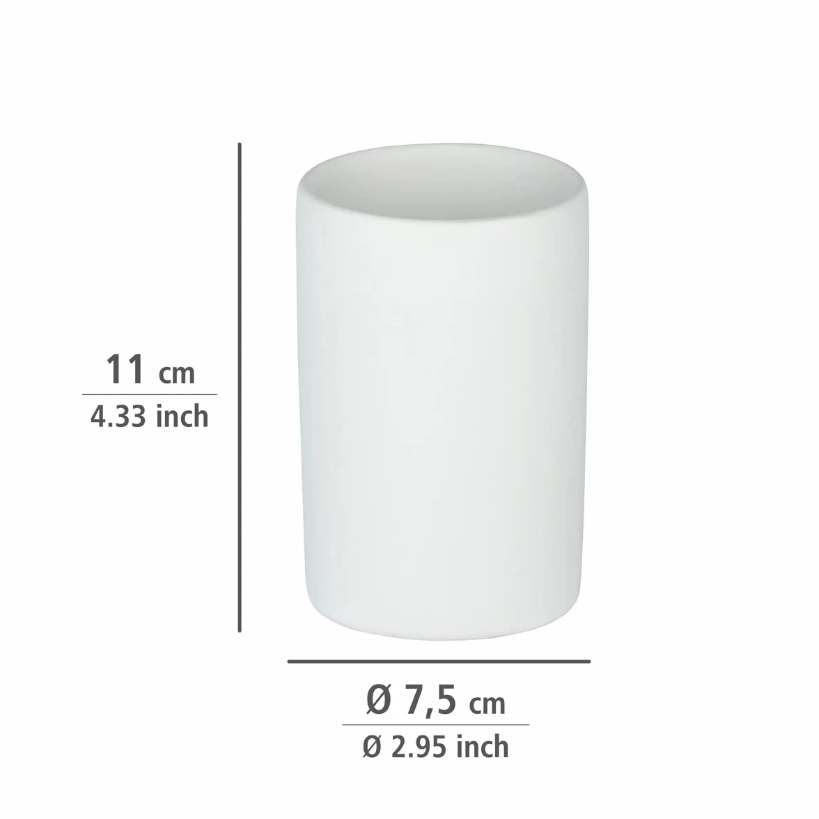 Wenko Kubek na szczoteczki do zębów Polaris, wysokiej jakości pojemnik na szczoteczki do zębów i pastę do zębów ze szlachetnej ceramiki, Ø 7 x 11 cm, biały matowy