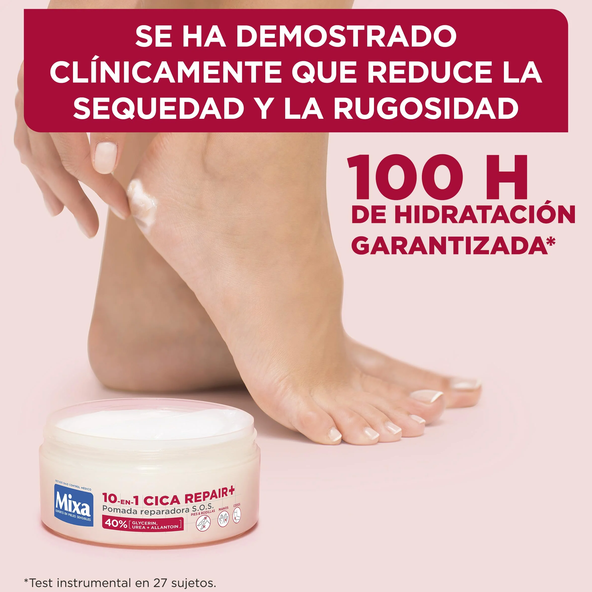 Mixa Cica Repair+ 10 w 1 Maść naprawcza S.O.S. Patentowana formuła 40% [gliceryna + mocznik + alantoina] Nadaje się do skóry suchej i pękniętej. Do stóp, kolan, dłoni i łokci. 150 ml