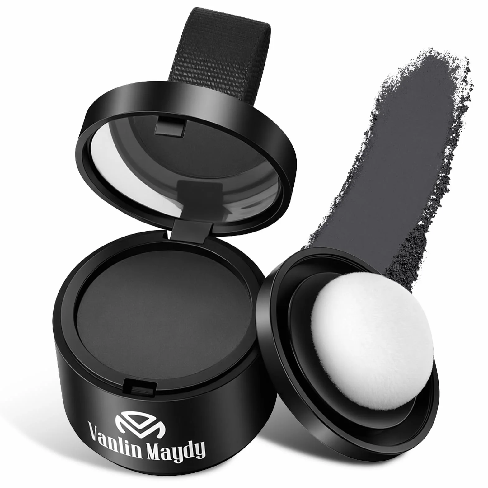 Puder, 4 g, poprawa linii włosów dla kobiet i mężczyzn, puder do zakrywania linii włosów na 24 h, łatwy do czyszczenia, czarny