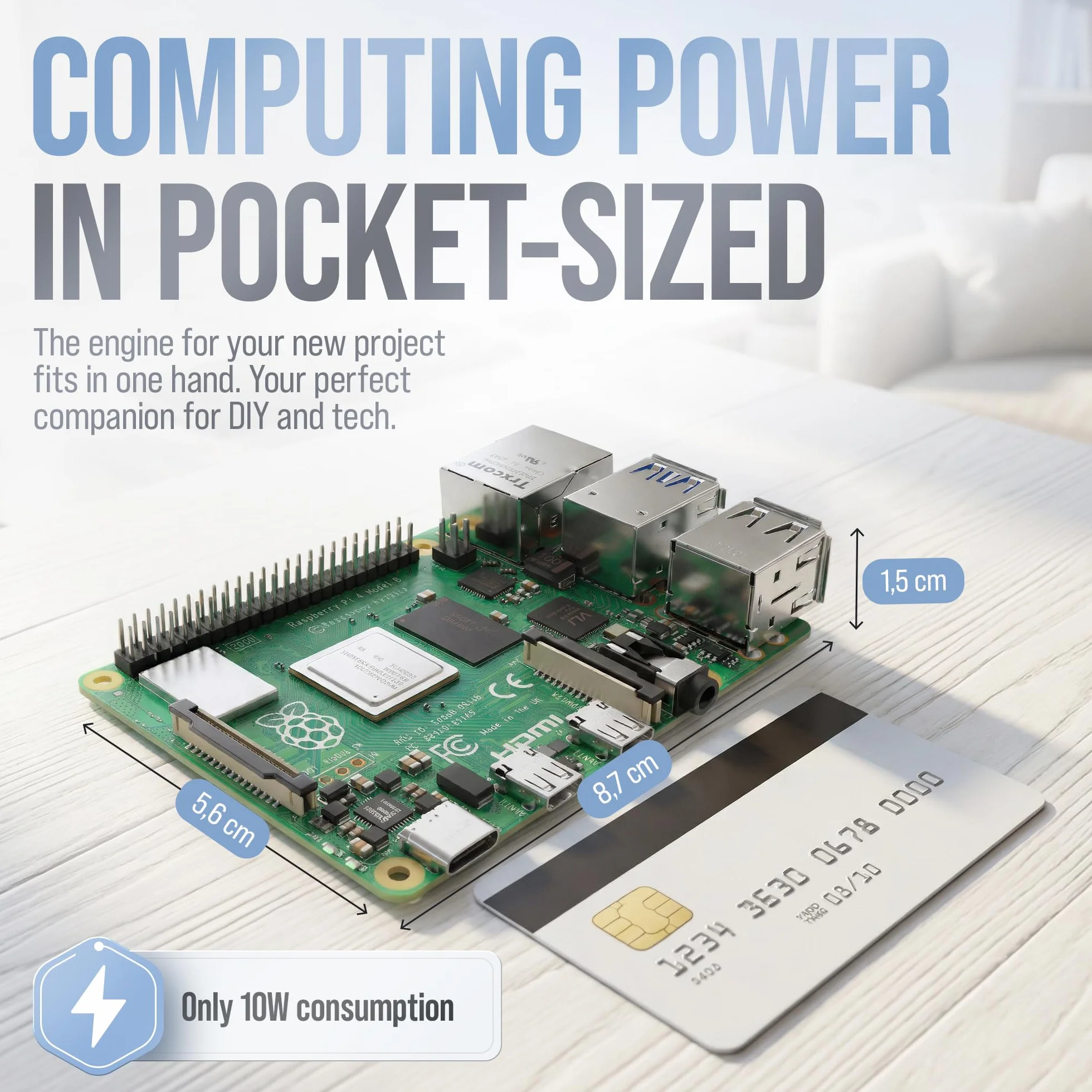 db-tronic Raspberry Pi 4 4 GB Starter Kit | Edycja 64 GB | Zasilacz 15 W | Obudowa | Micro HDMI 4K | Radiatory | idealny do Home Assistant i smart home