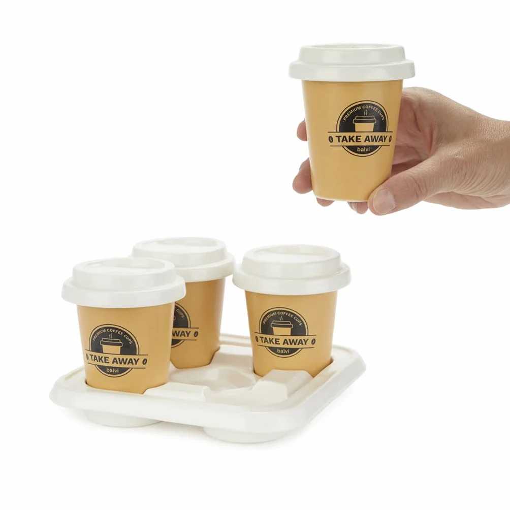 Balvi Filiżanki do kawy Take Away Porcelana 75 ml Brązowy Biały
