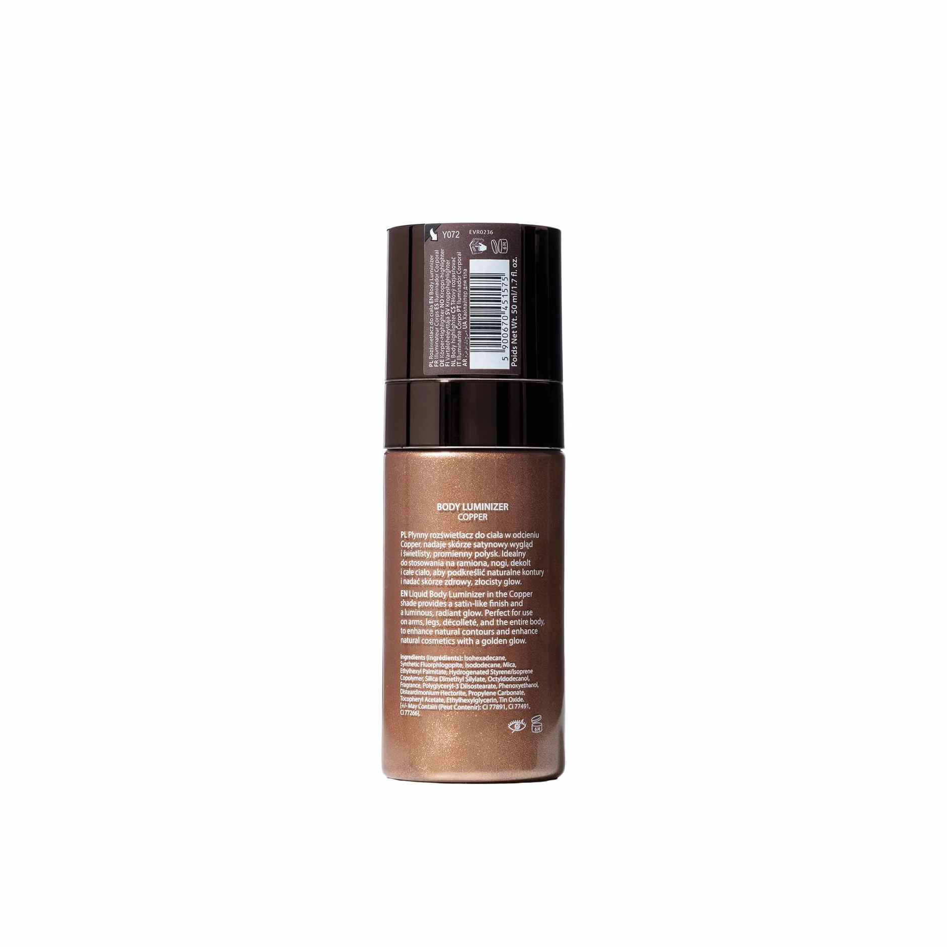 EVERYBODY LONDON Płynny rozświetlacz do ciała, Body Luminizer, satynowe wykończenie, złocisty glow, efekt promiennej skóry, 50ml (Copper)
